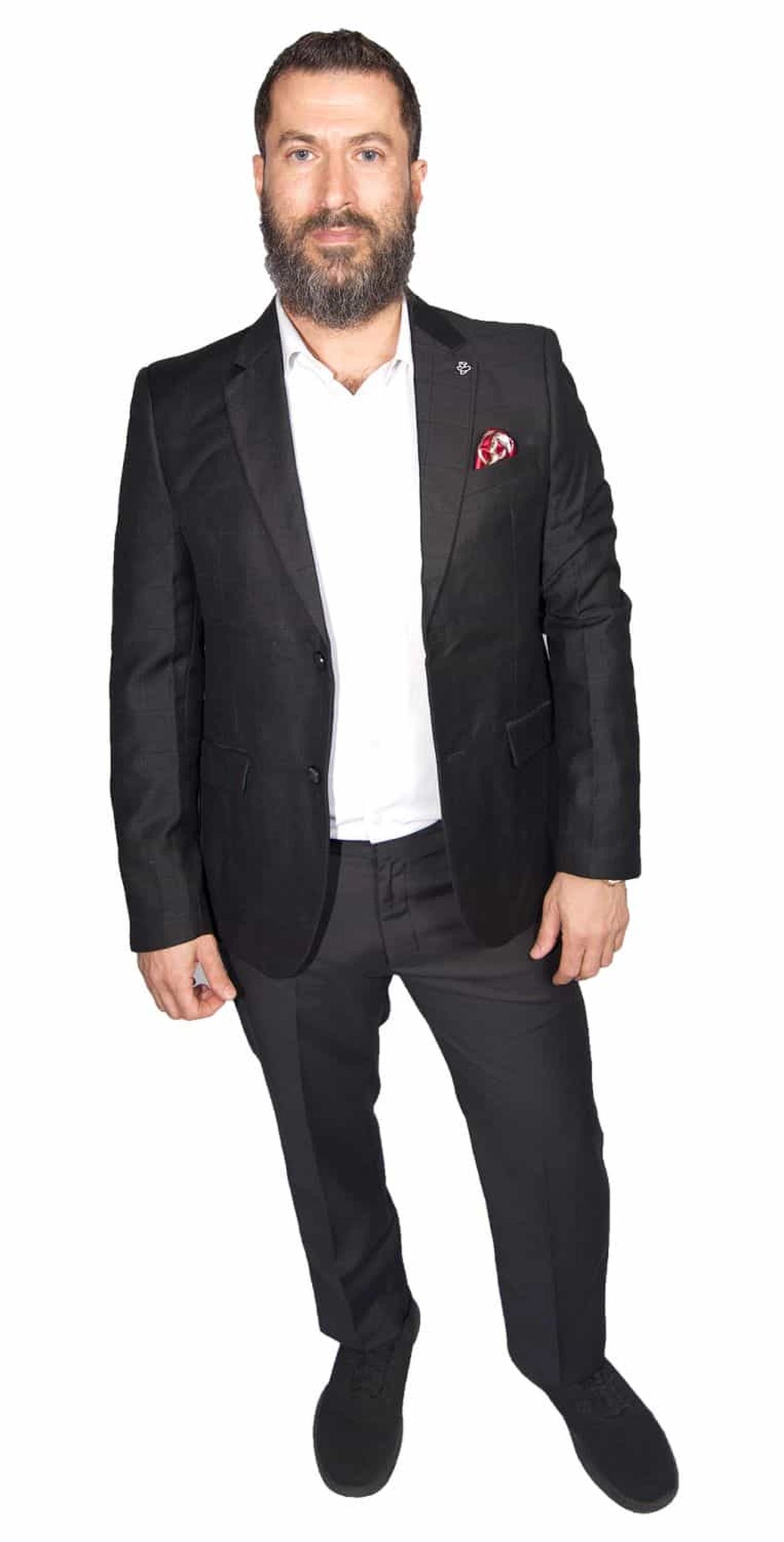 Elie Balleh Men's Slim Fit Solid Plaid Sports Coat Jacket