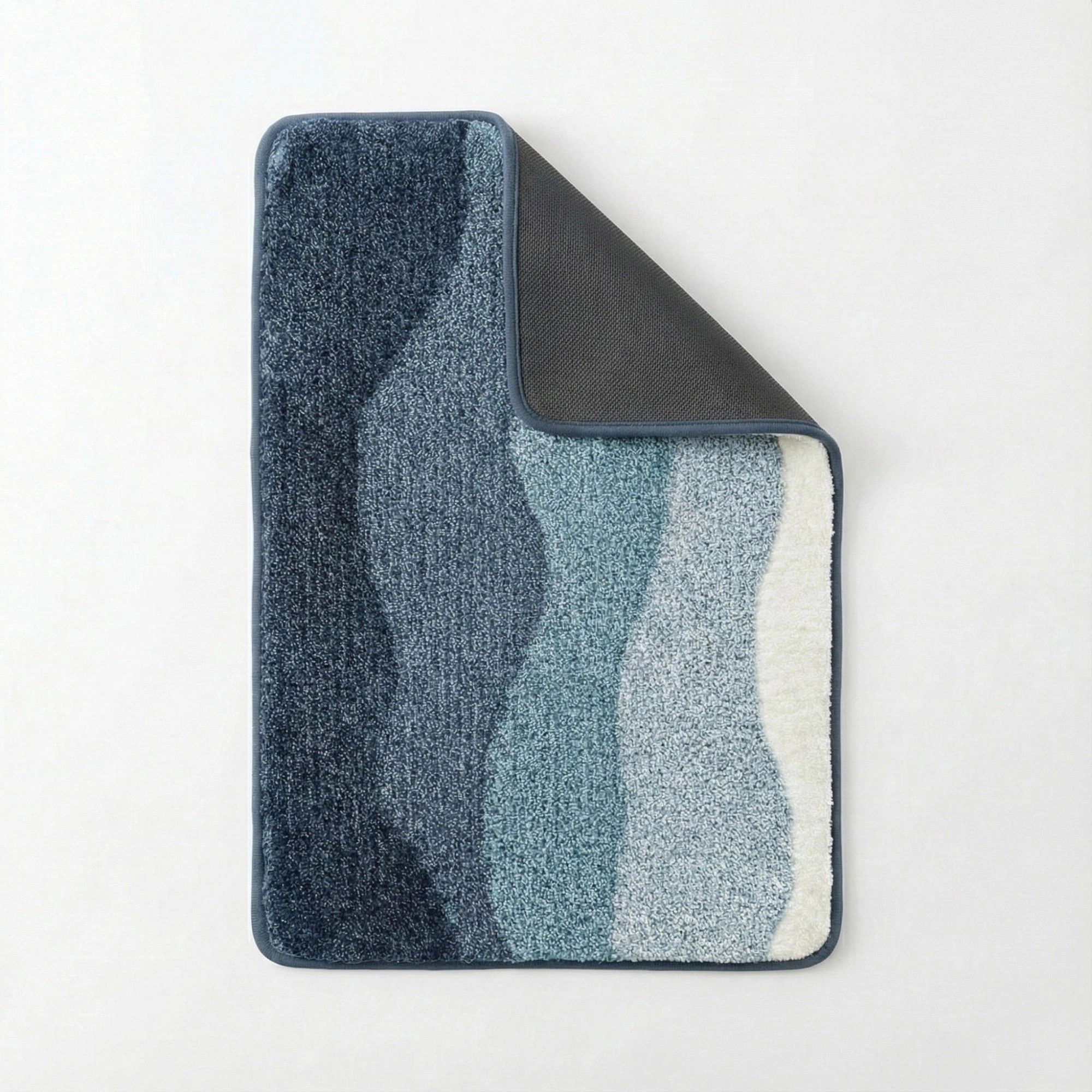 Alilang Unisex Plush Absorbent Bathroom Floor Mat with Layered Wave Pattern Soft Textured Bath Rug for Tub Shower and Si