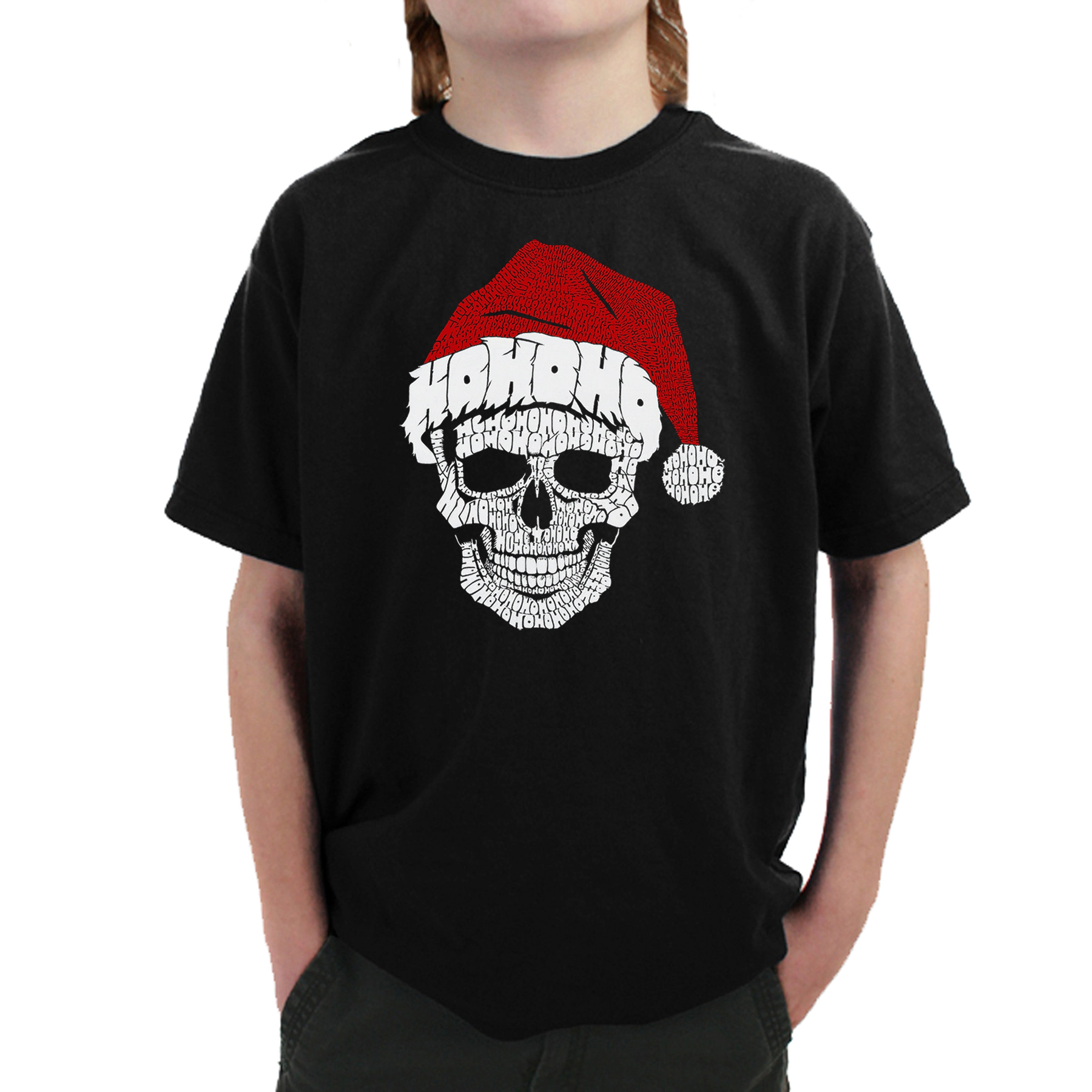 LA Pop Art Boy's Word T-Shirt - Santa Skull
