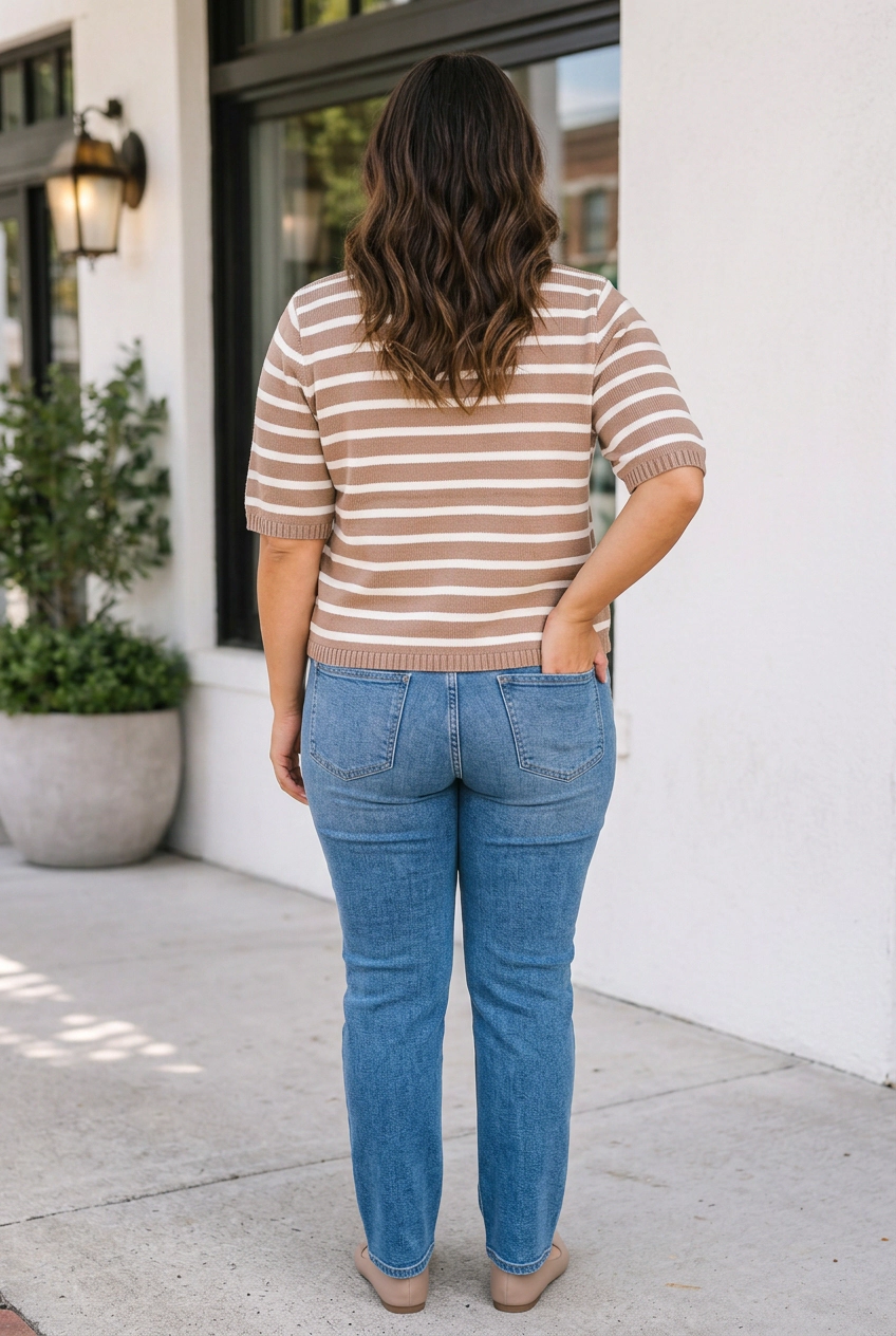 Threaded Pear Sarah Short Sleeve Knit PLUS Cardigan