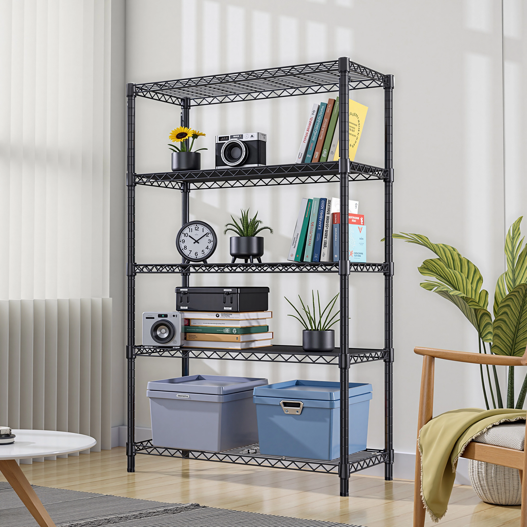 Flynama 5 Tier 72 in H Heavy Duty Steel Storage Rack 1750 LBS Capacity Adjustable Shelving Unit for Home Kitchen Garage