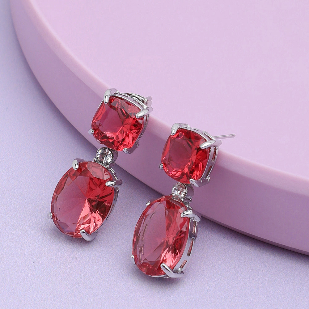 SOHI Women's Ruby Red Lady Drop Earrings