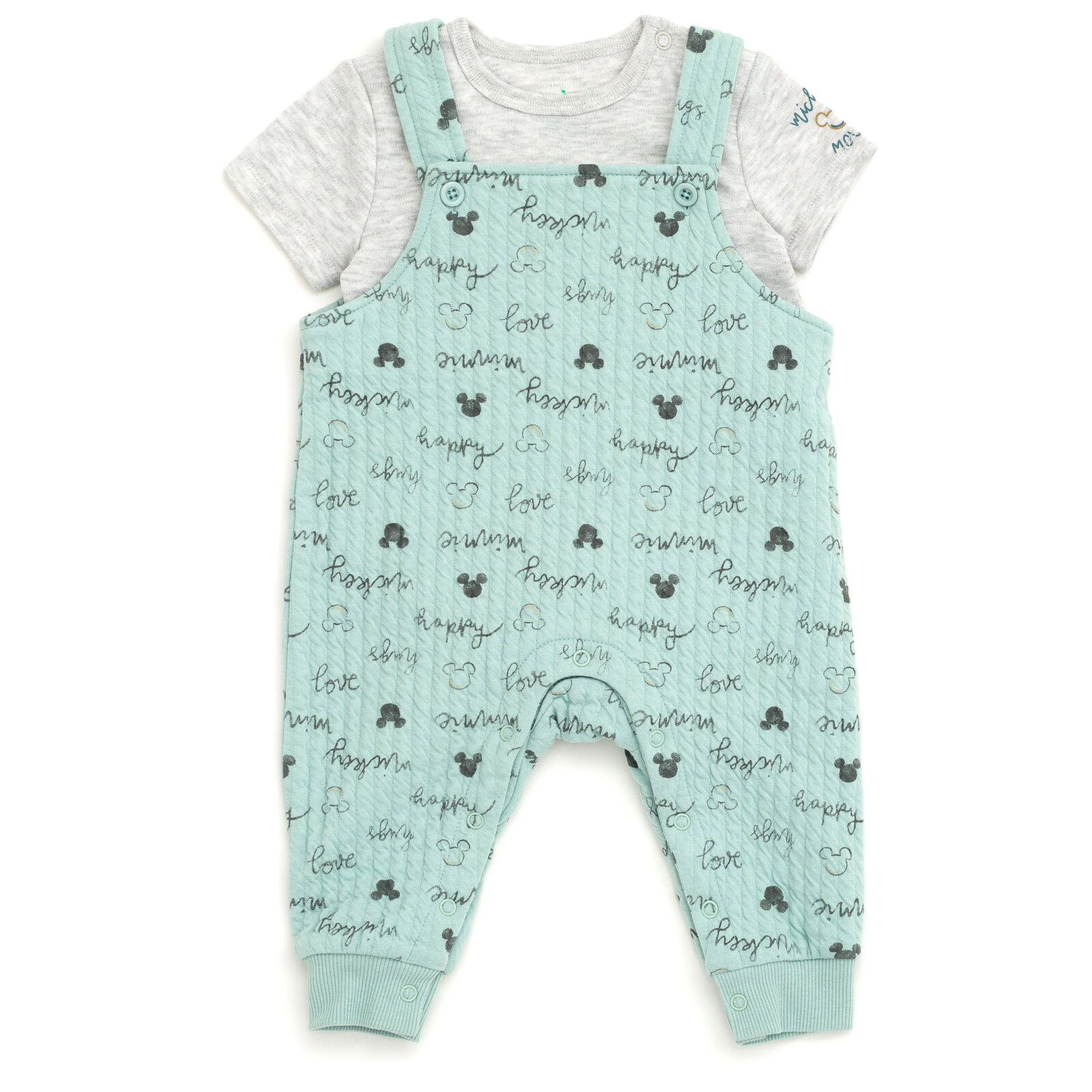 Disney Mickey Mouse & Friends Baby Boys' 2-Piece Bodysuit and Overalls Set