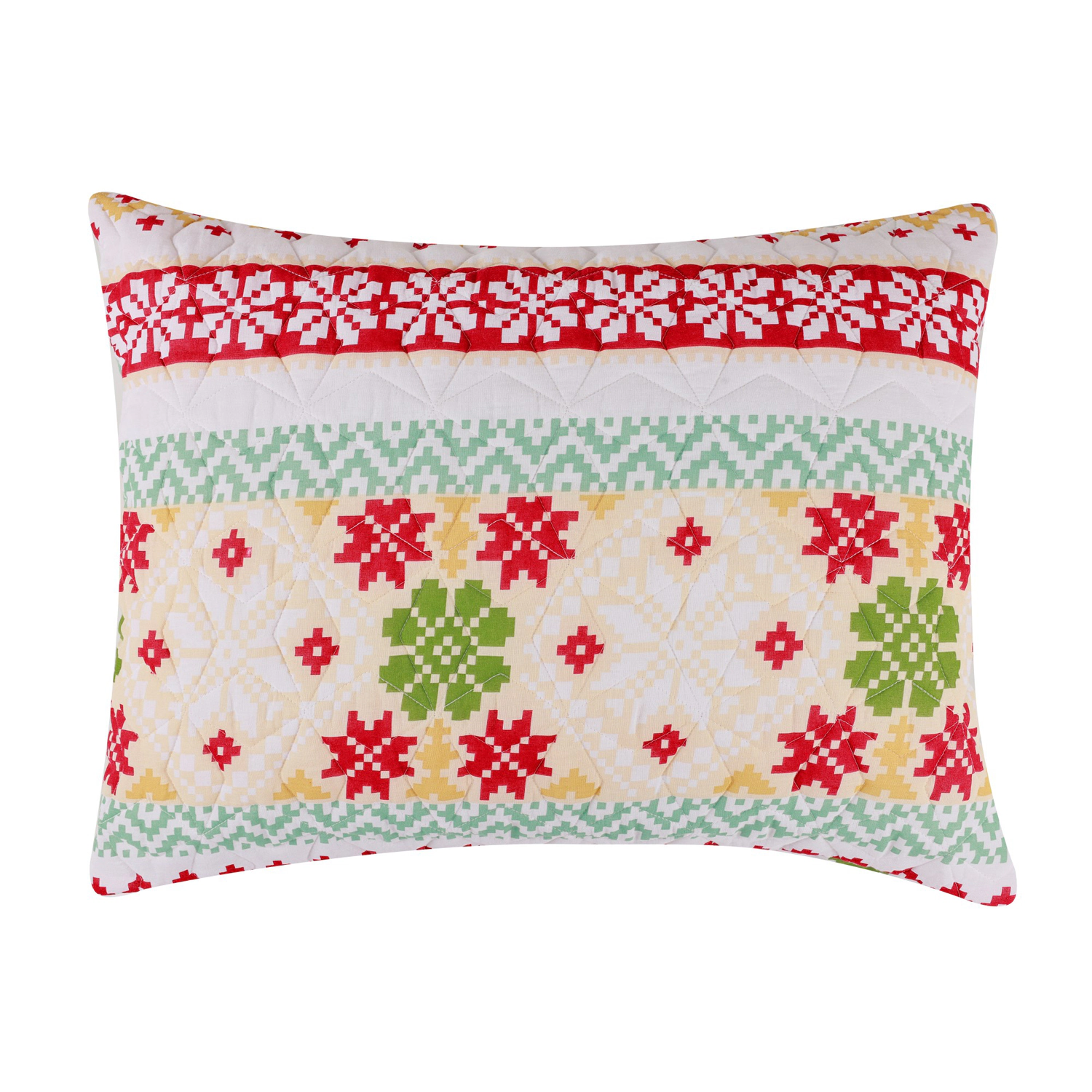 Greenland Home Fashions 100% Cotton with Polyester Fill Fair Isle Snow Sham