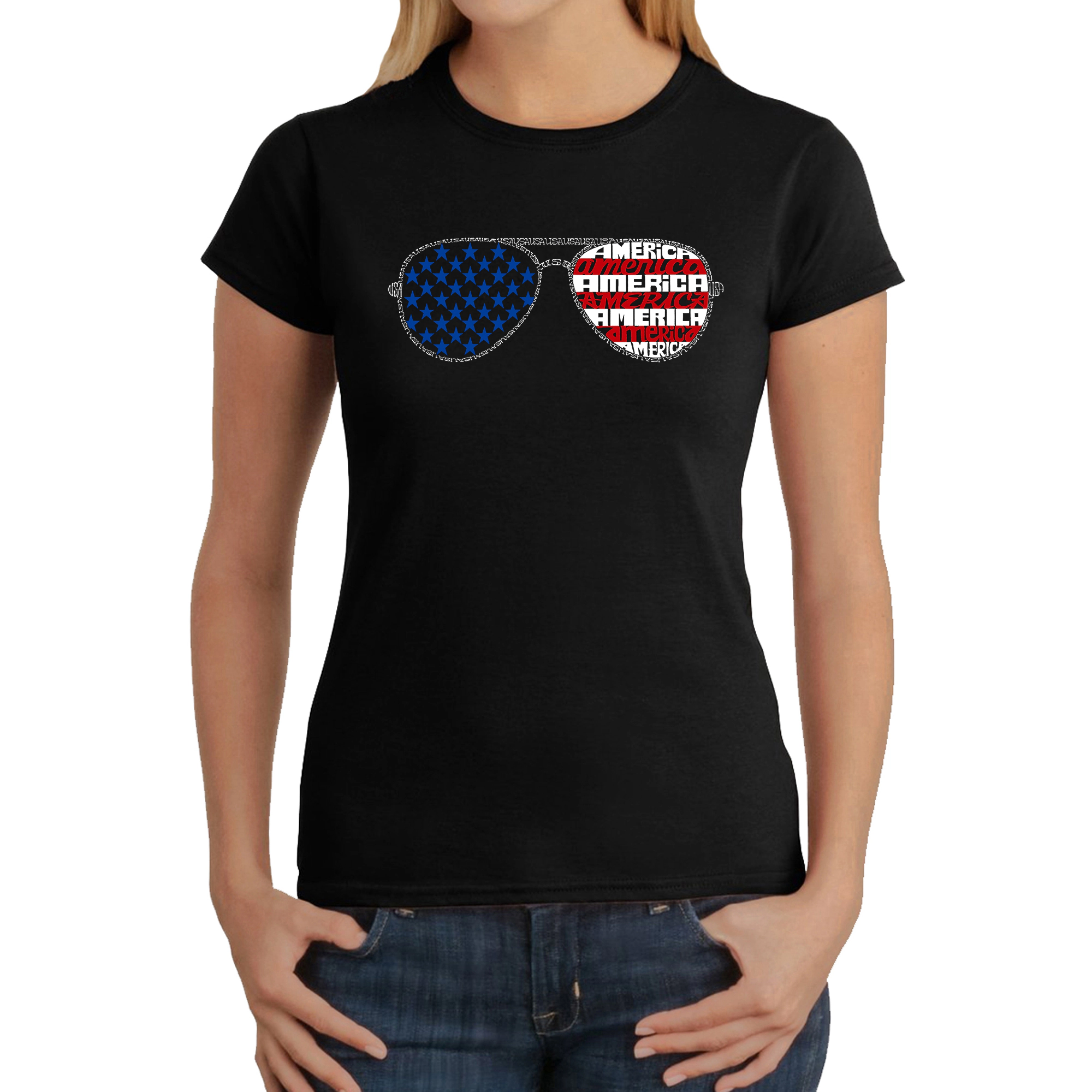 LA Pop Art Women's Word T-Shirt - Americana Sunglasses