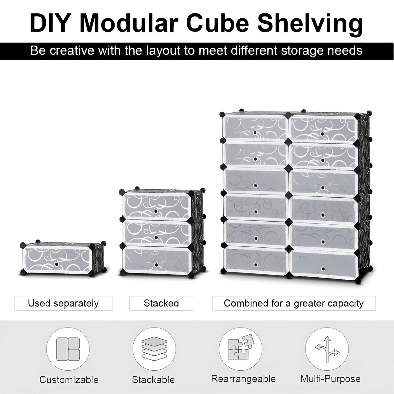 SlickBlue 12 Cube Storage Organizer with Flip Doors and Shelves