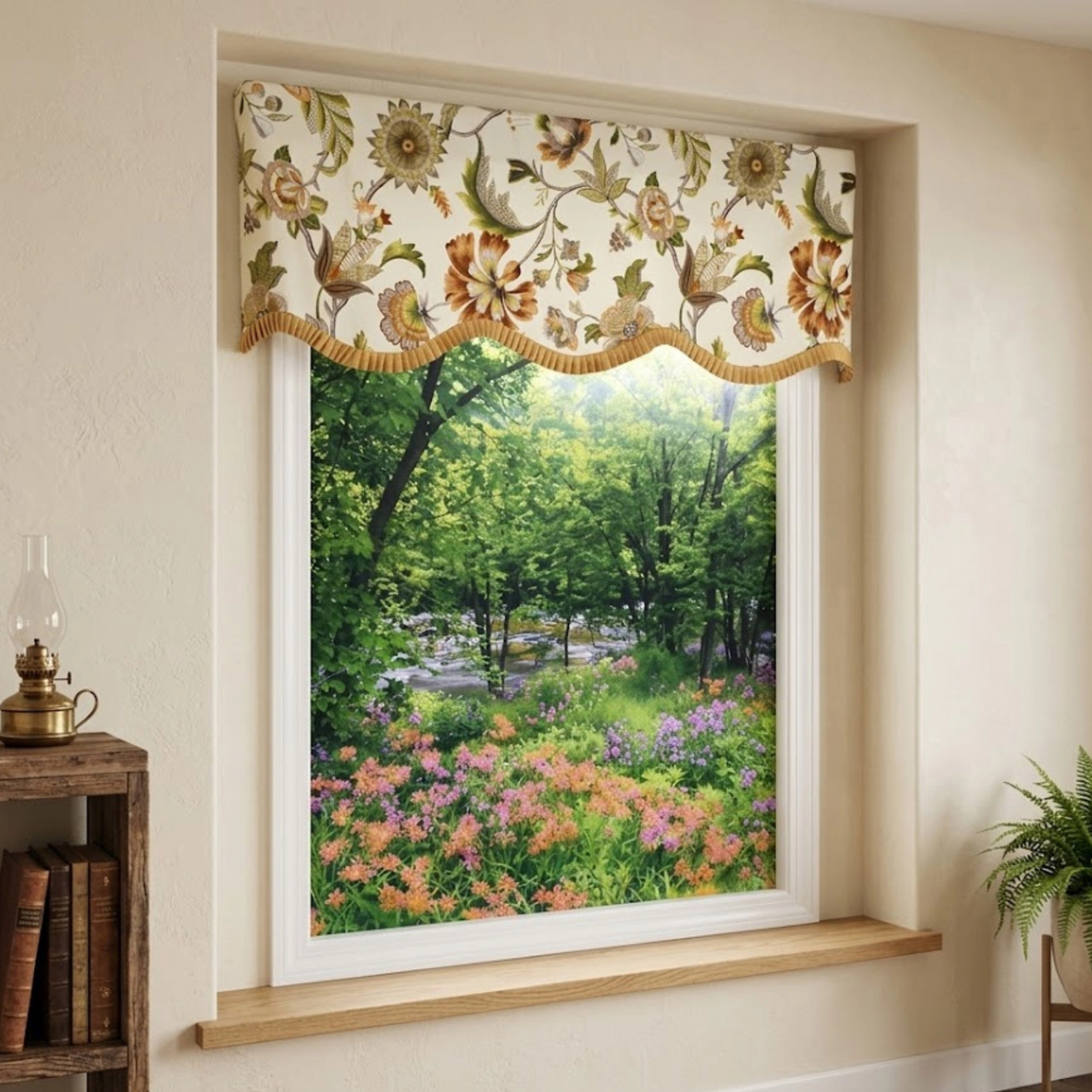 RLF Home Tanzibar Ruffled Provance Window Valance 100% Cotton Lined Rod Pocket 50" x 17" Orange