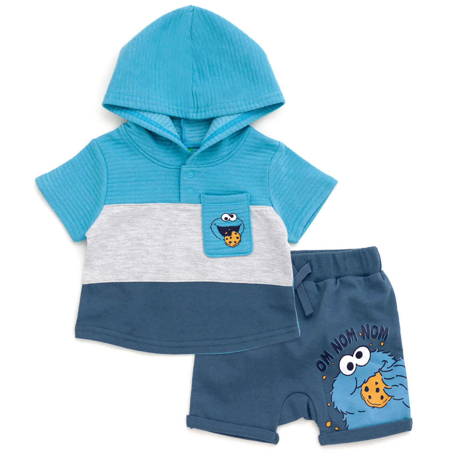 Sesame Street Boys' 2-Piece Hooded Tee and Shorts Set