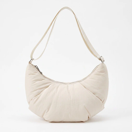 Alilang Women's Padded Crescent Shoulder Bag with Wide Strap and Top Zipper Closure 13x7.5x2.5in