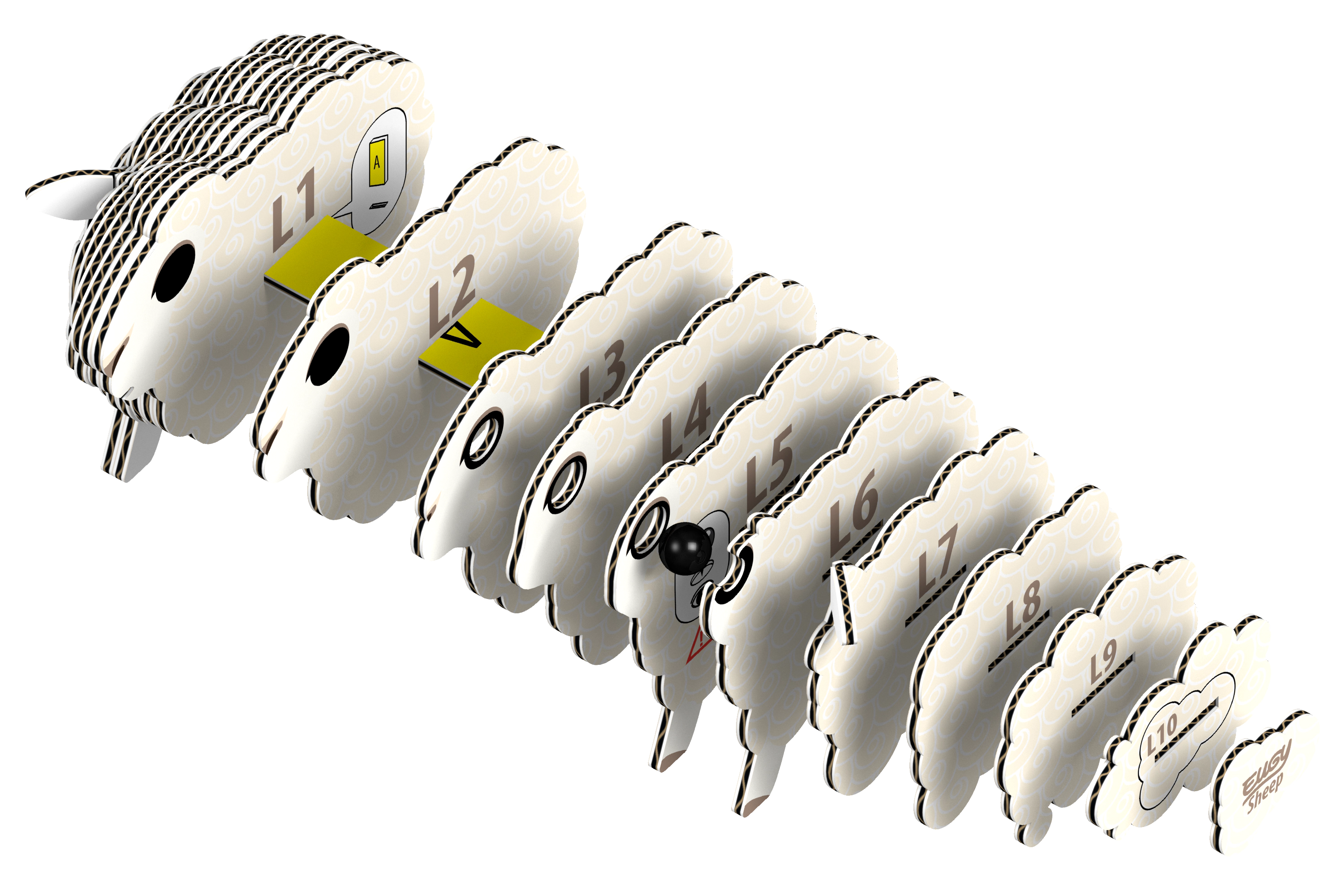 EUGY Sheep 3D Puzzle - contains 22 puzzle pieces
