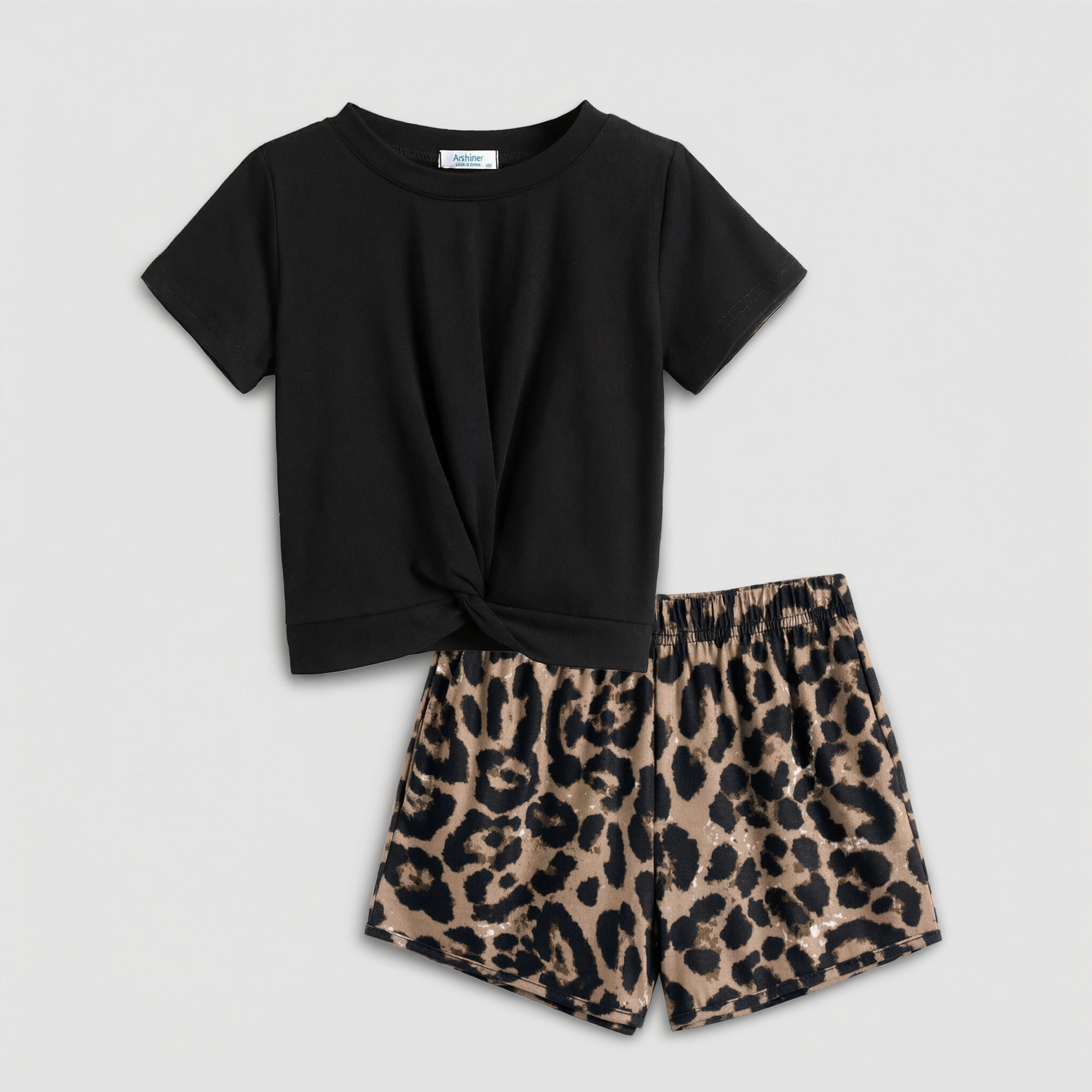 Arshiner Girls Summer Outfits Piece Sets Twist Front Short Sleeve Shirts And Casual