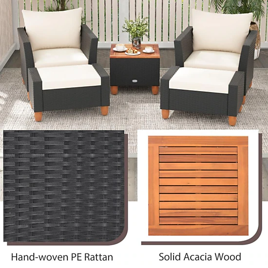 Hivvago 5 Pieces Patio Furniture Set With Loveseat And Armchairs For Porch-White