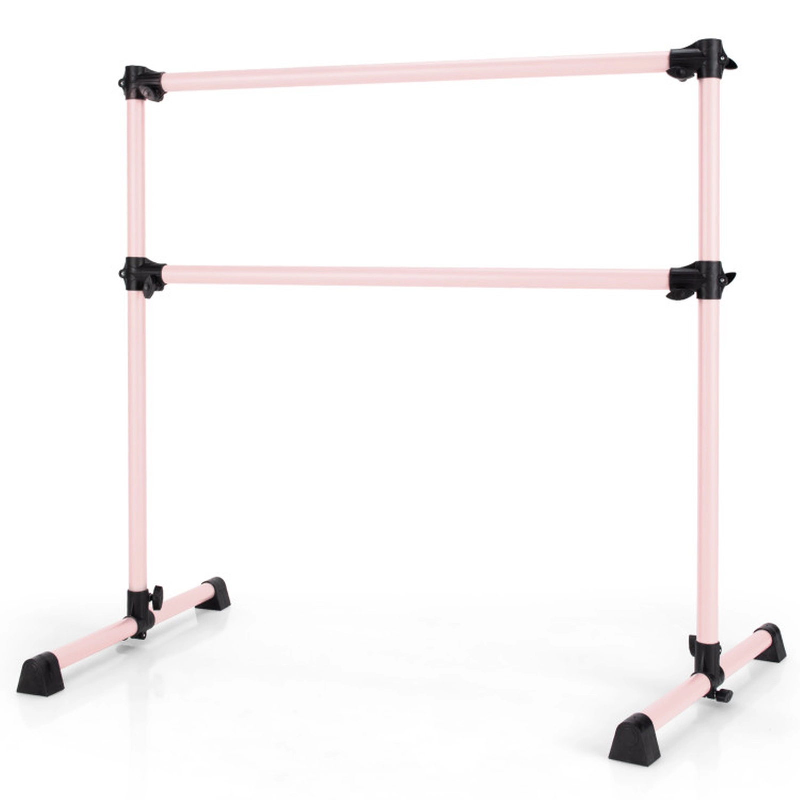 SUGIFT Pink 4-ft 220-lb Capacity 7-in to 46-in Height Adjustable Double Ballet Barre Bar with Anti-Skid Pads