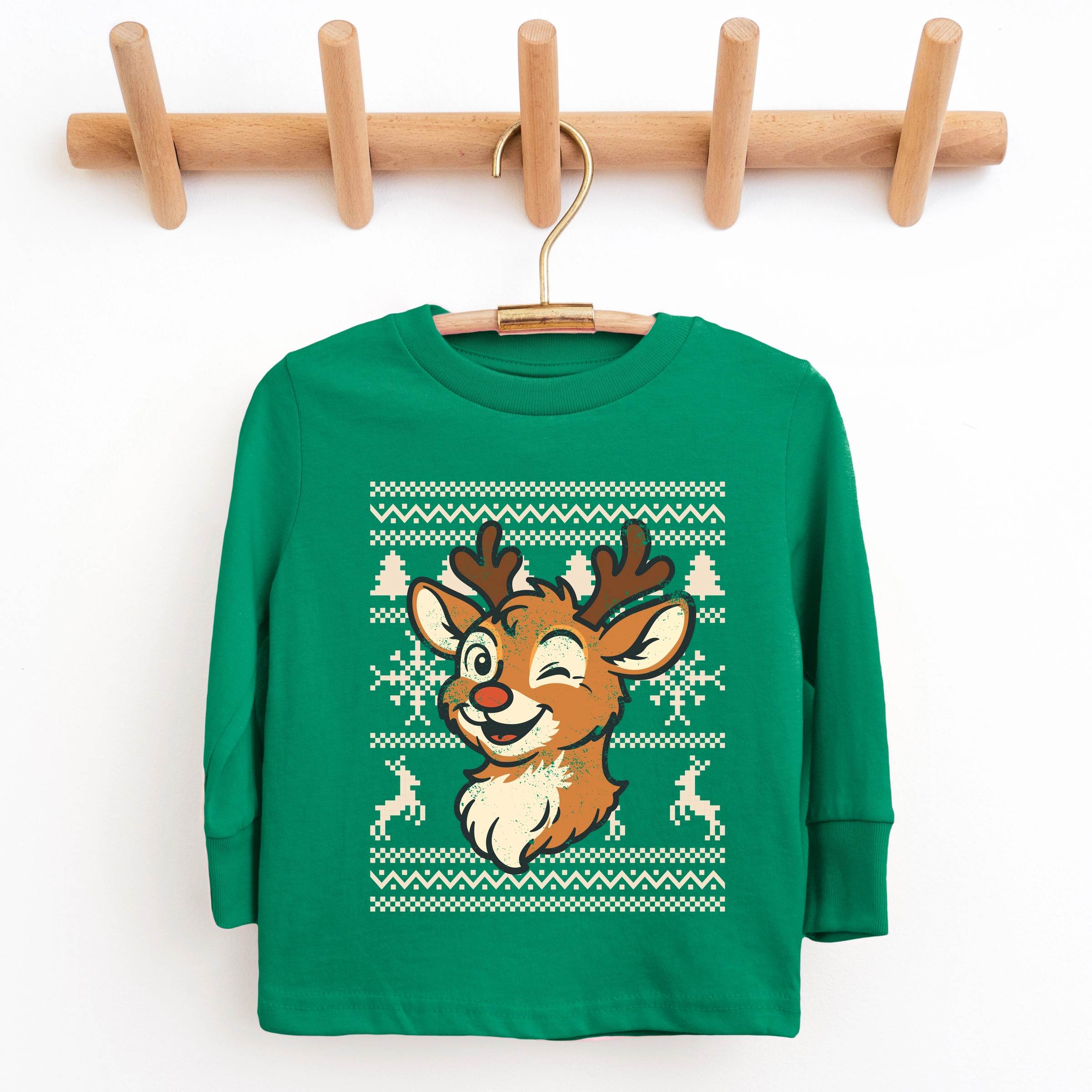 The Juniper Shop - Youth Long Sleeve Graphic T-Shirt Ugly Sweater Reindeer