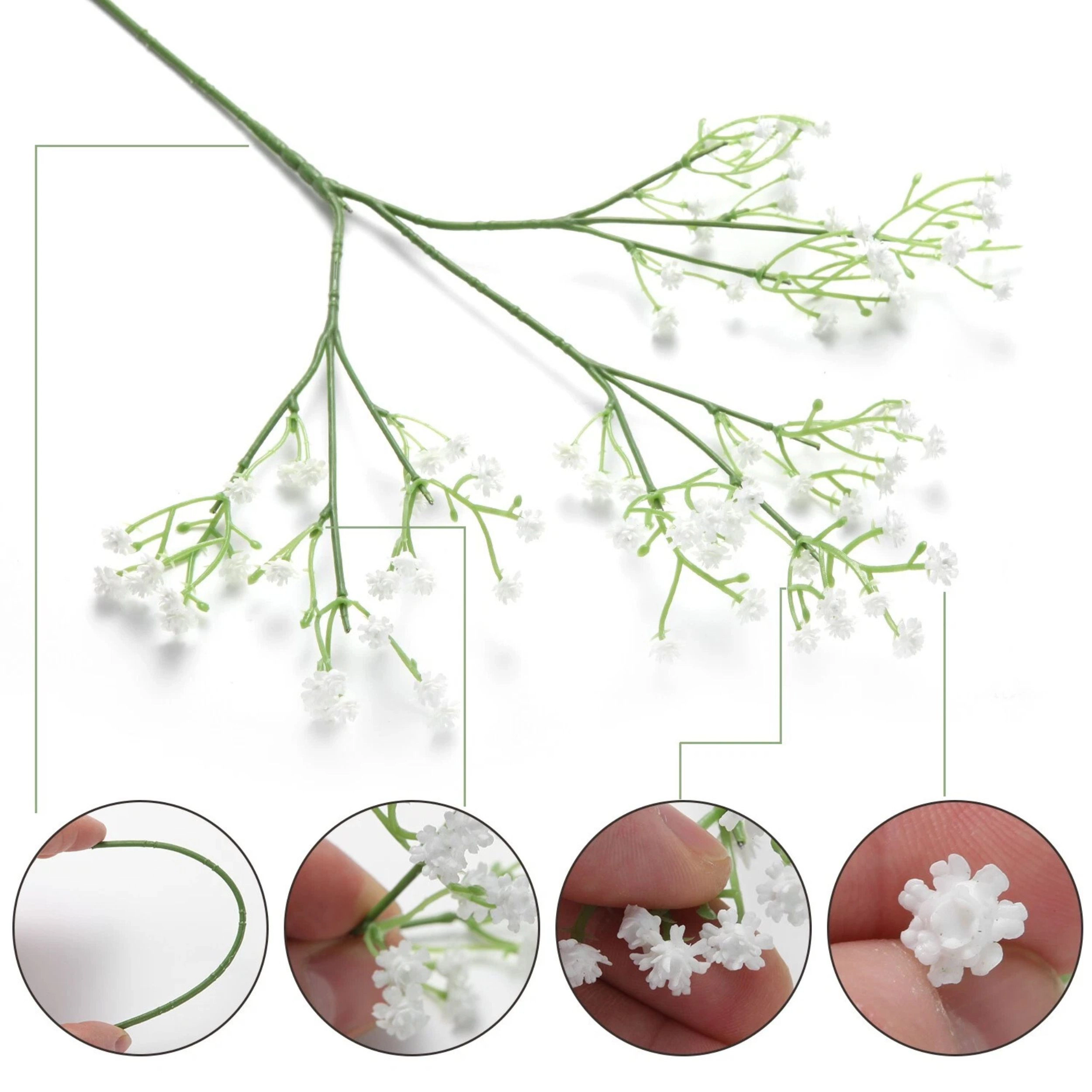Home Collection Pack of 48 21-Inch Real Touch Artificial Baby's Breath Flowers White