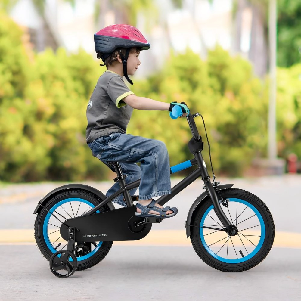SUGIFT Kids Black 14-in Bike with Adjustable Handlebar and Detachable Training Wheels 145-lb Seat Capacity Ages 3-5