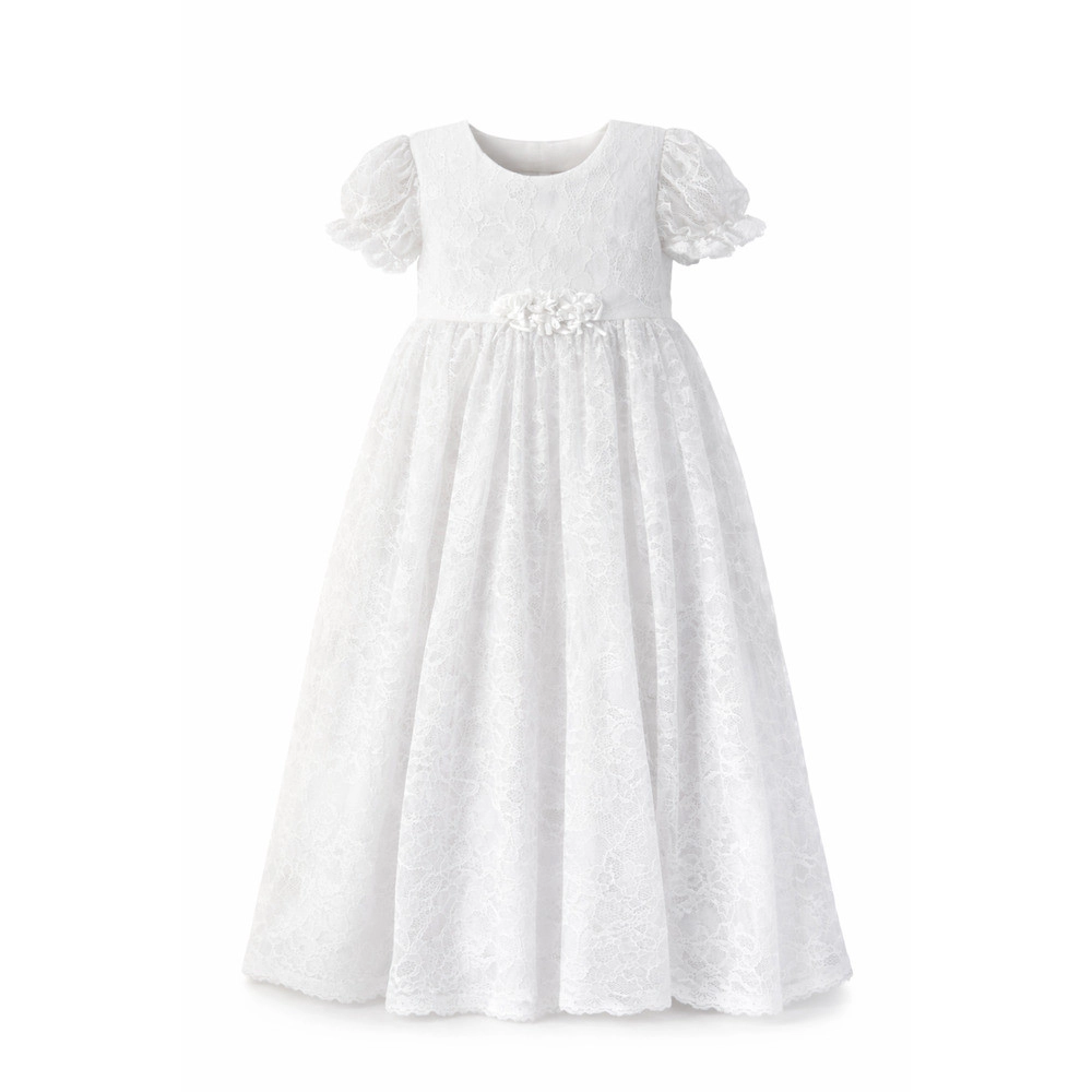 Laurenza's Baby Girls Lace Heirloom Short-Sleeve Baptism Christening Gown