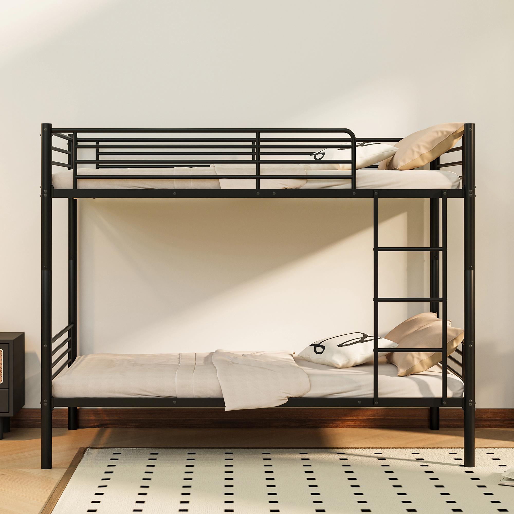 Flynama Twin over Twin Bunk Bed, Black