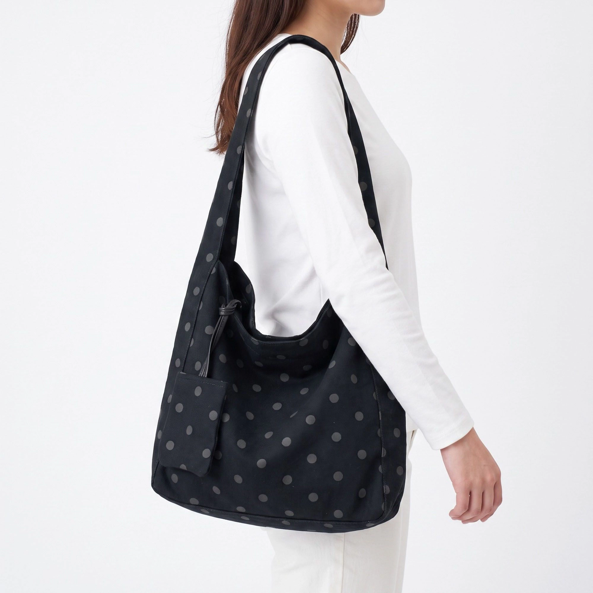 Alilang Women's Polka Dot Hobo Tote Bag with Wide Shoulder Strap and Matching Pouch 12.5x13x5.5in