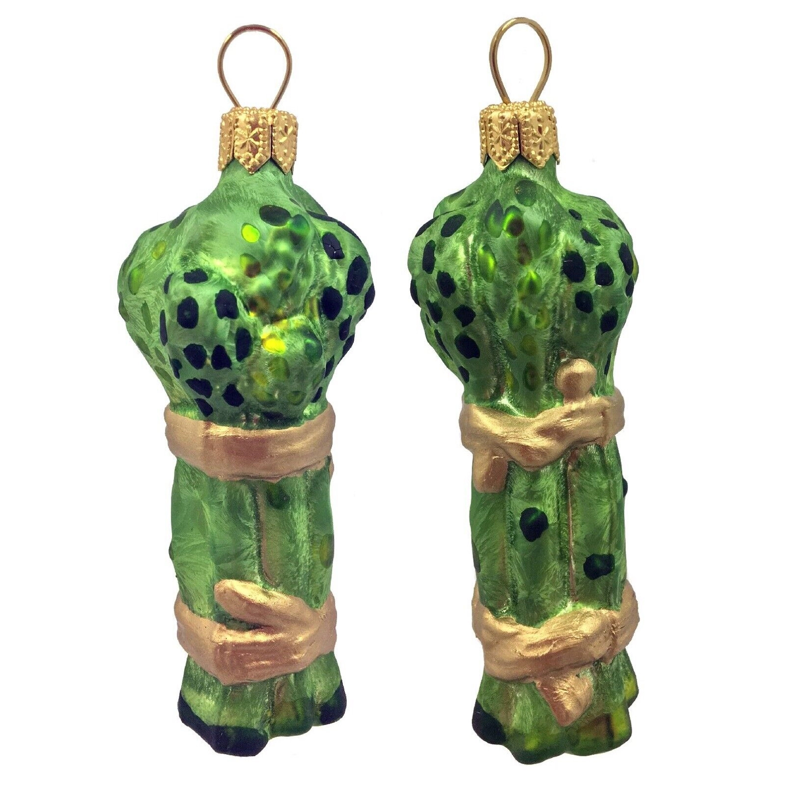 Pinnacle Peak Trading Company Bunch of Asparagus Polish Glass Christmas Ornaments Set of 2 Food Vegetable
