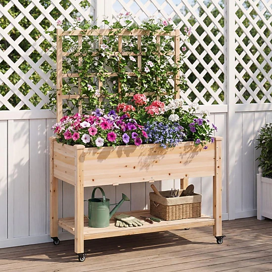 Hivvago Raised Garden Bed on Wheels with Trellis