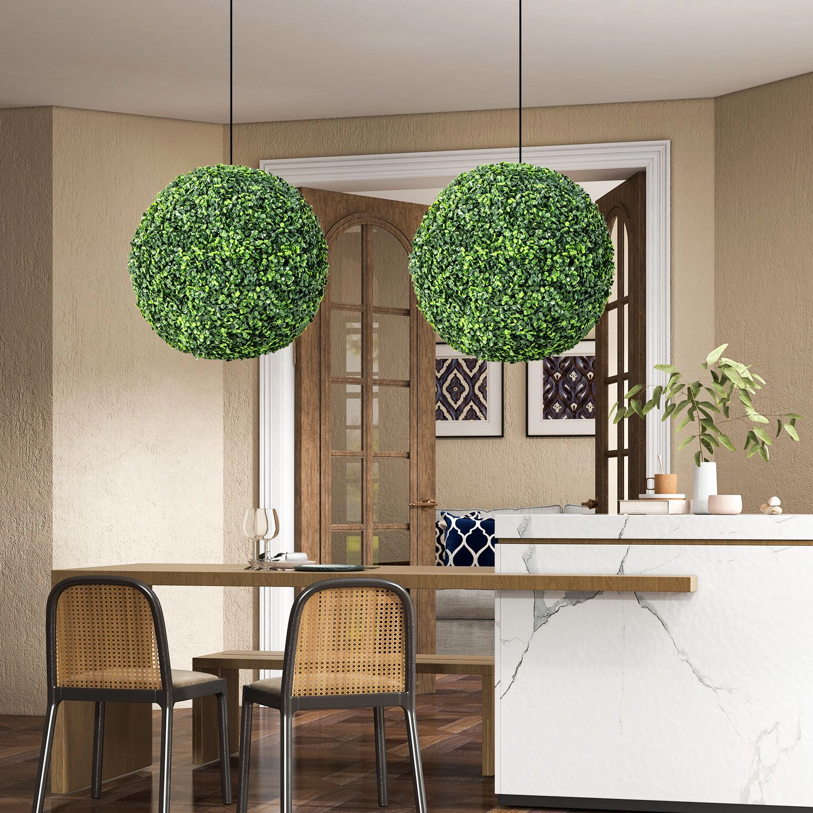 SlickBlue 2 Pieces 19 Inch Artificial Boxwood Topiary Balls for Decor