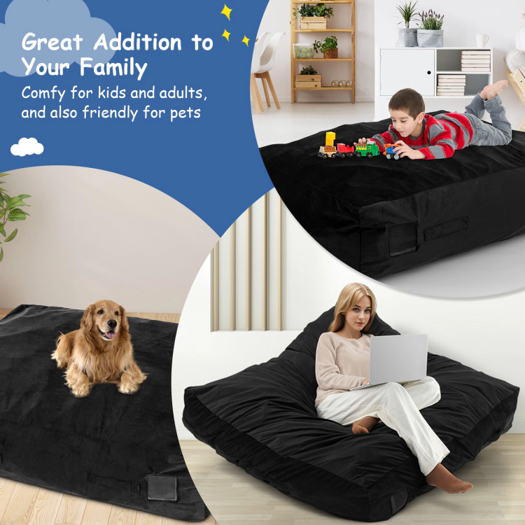 SUGIFT Foam-Filled Crash Pad Sensory Mat Climber 48-in Long with Washable Velvet Cover and Mesh Vents Blue/Black