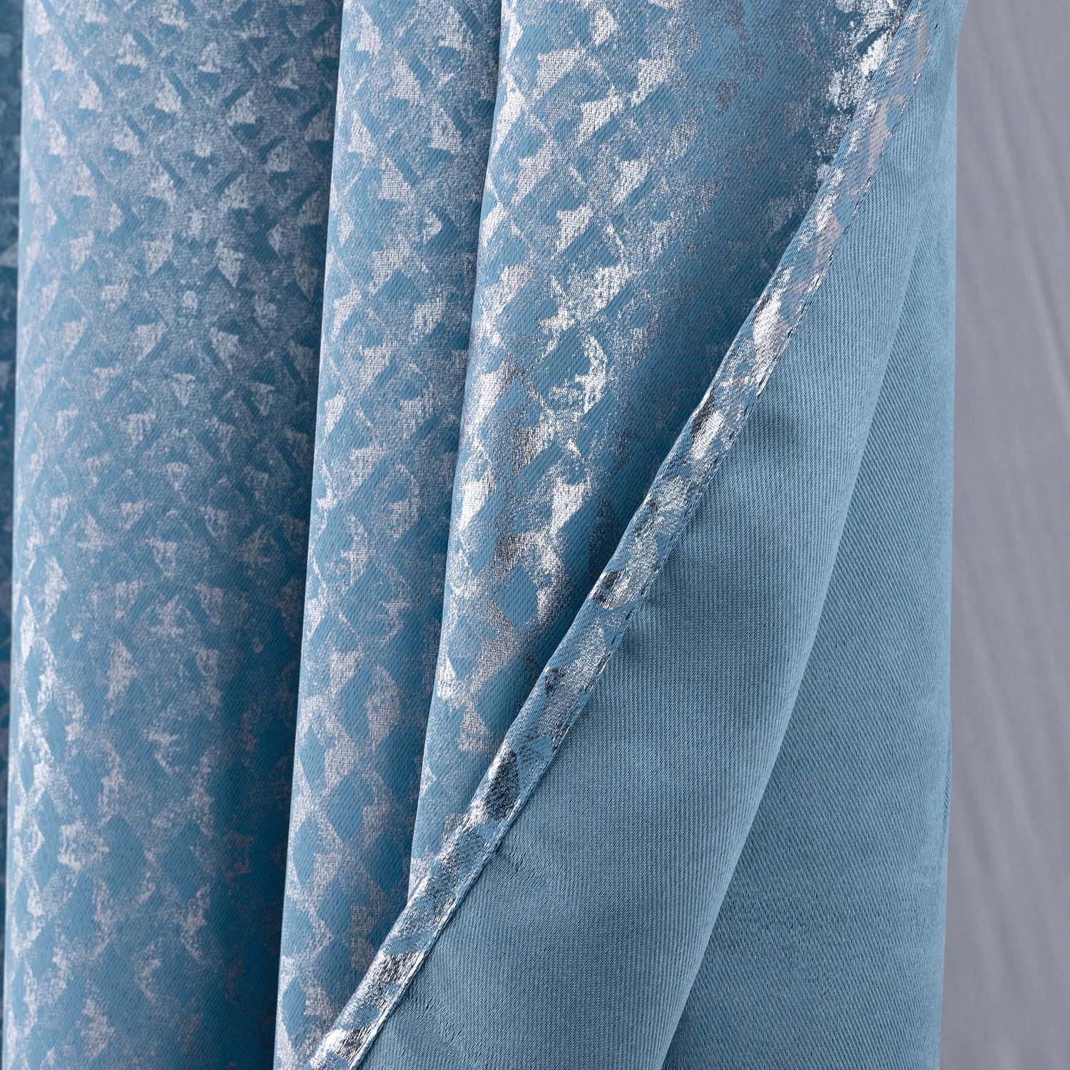 RT Designer Collection Hailey Halo Foil Blackout Grommet Curtain Panel 52" x 90" Wedgewood