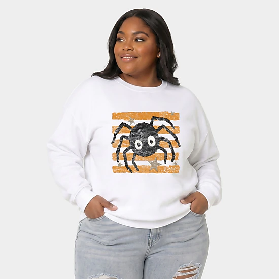 Simply Sage Market - Women's Plus Sized Graphic Sweatshirt - Spider Orange Stripes