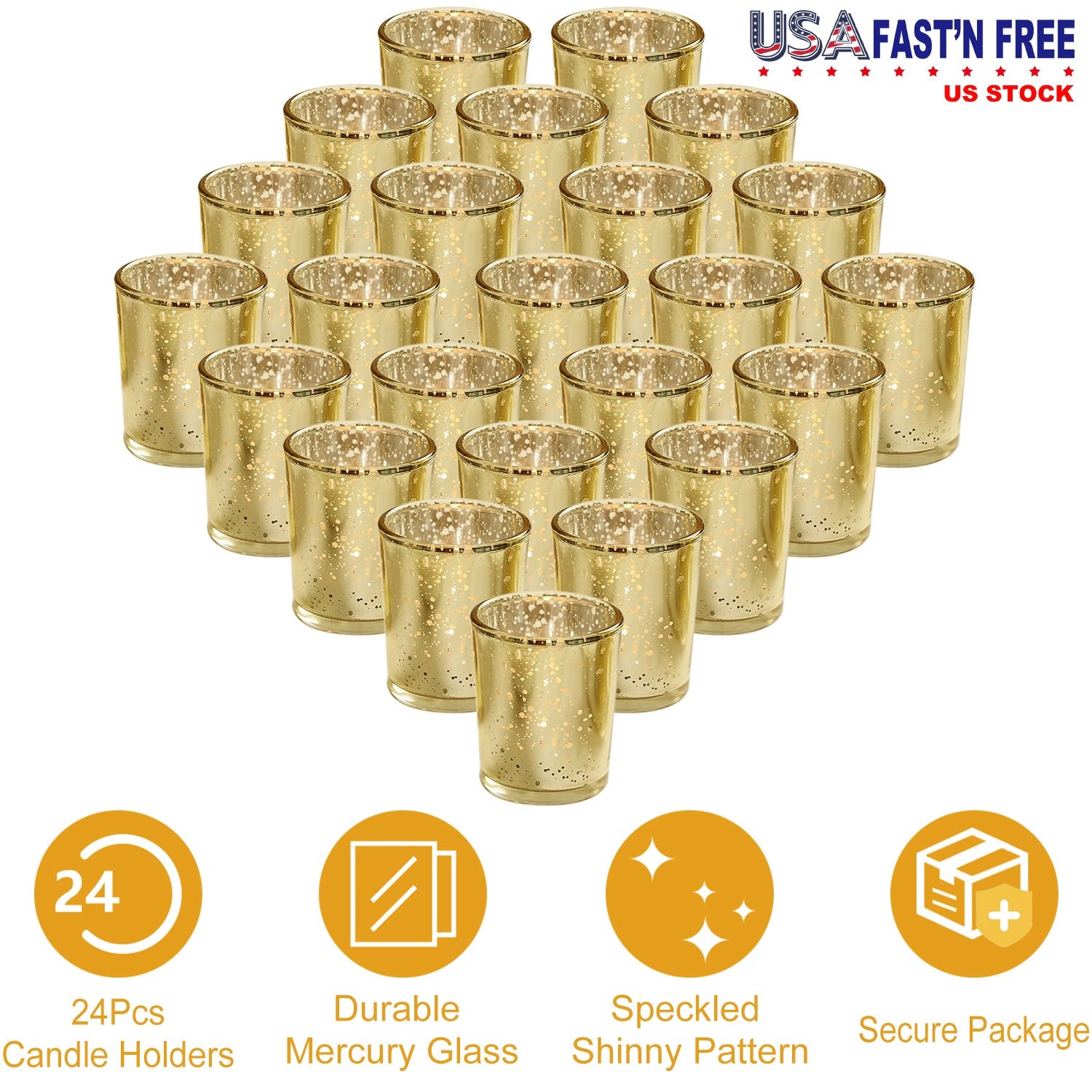 GBruno 24-Piece Mercury Glass Votive Candle Holders
