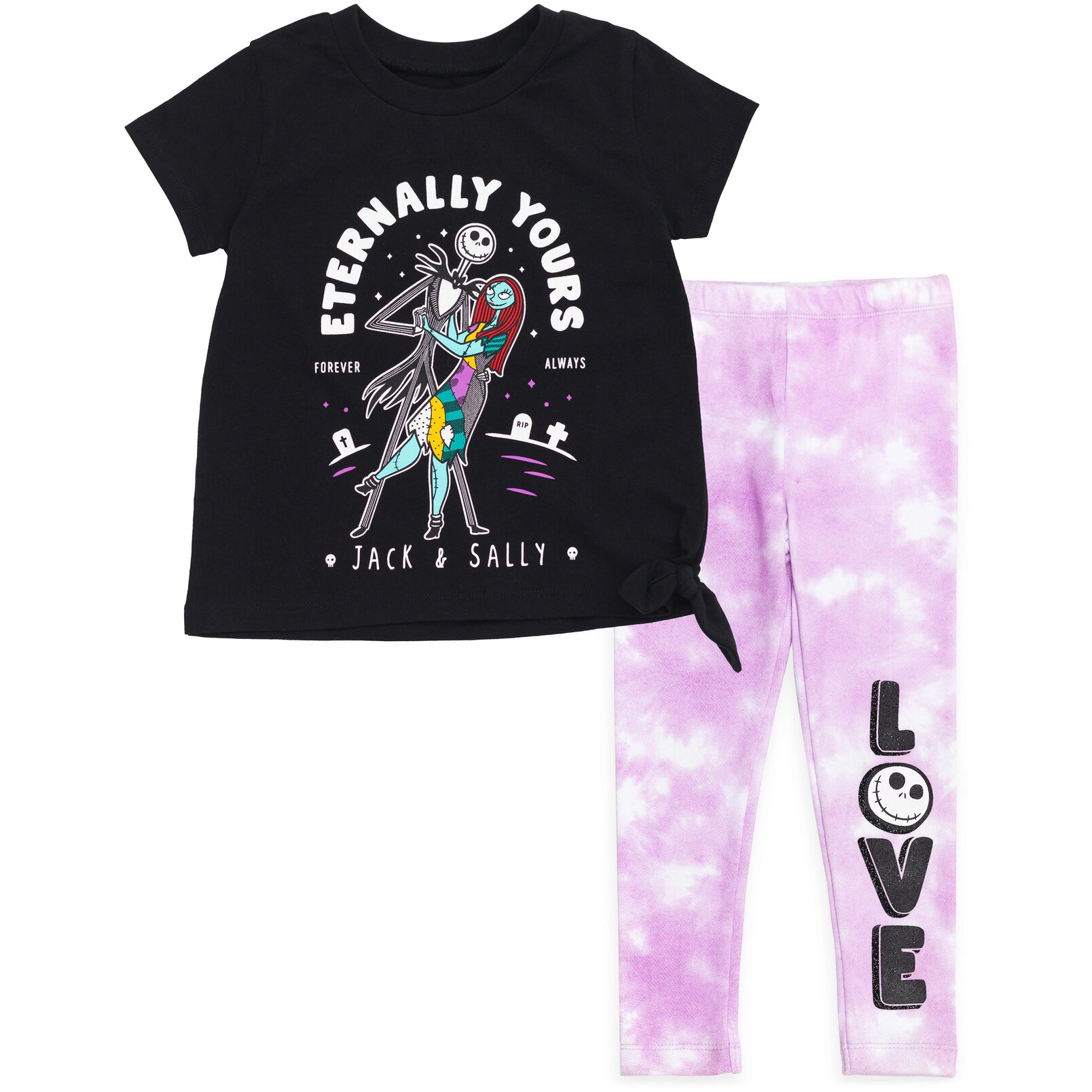 Disney Nightmare Before Christmas Girls' Halloween 2-Piece T-Shirt and Leggings Set