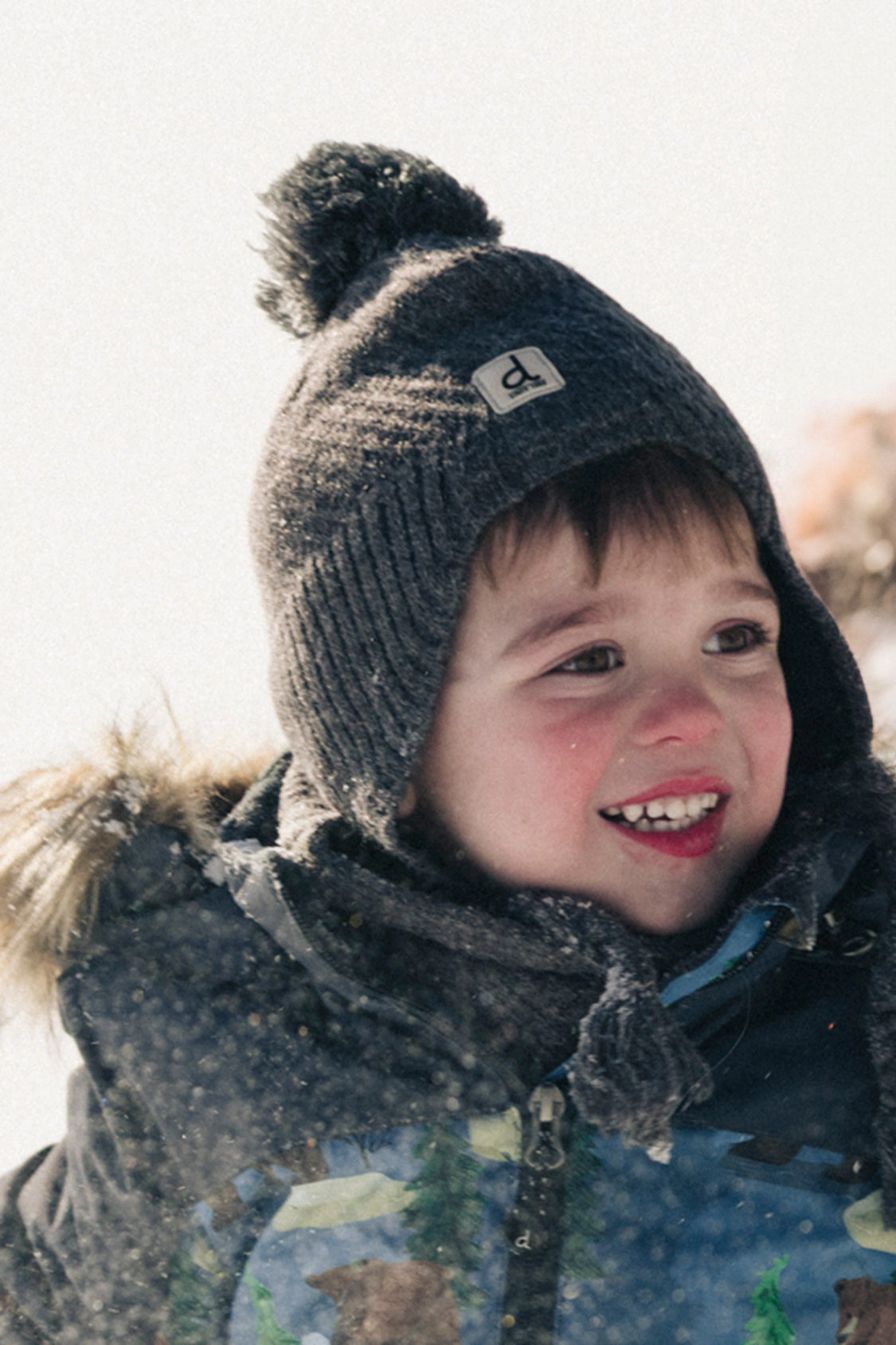 Deux par Boys Bear Print One Piece Discover Snowsuit with Detachable Hood