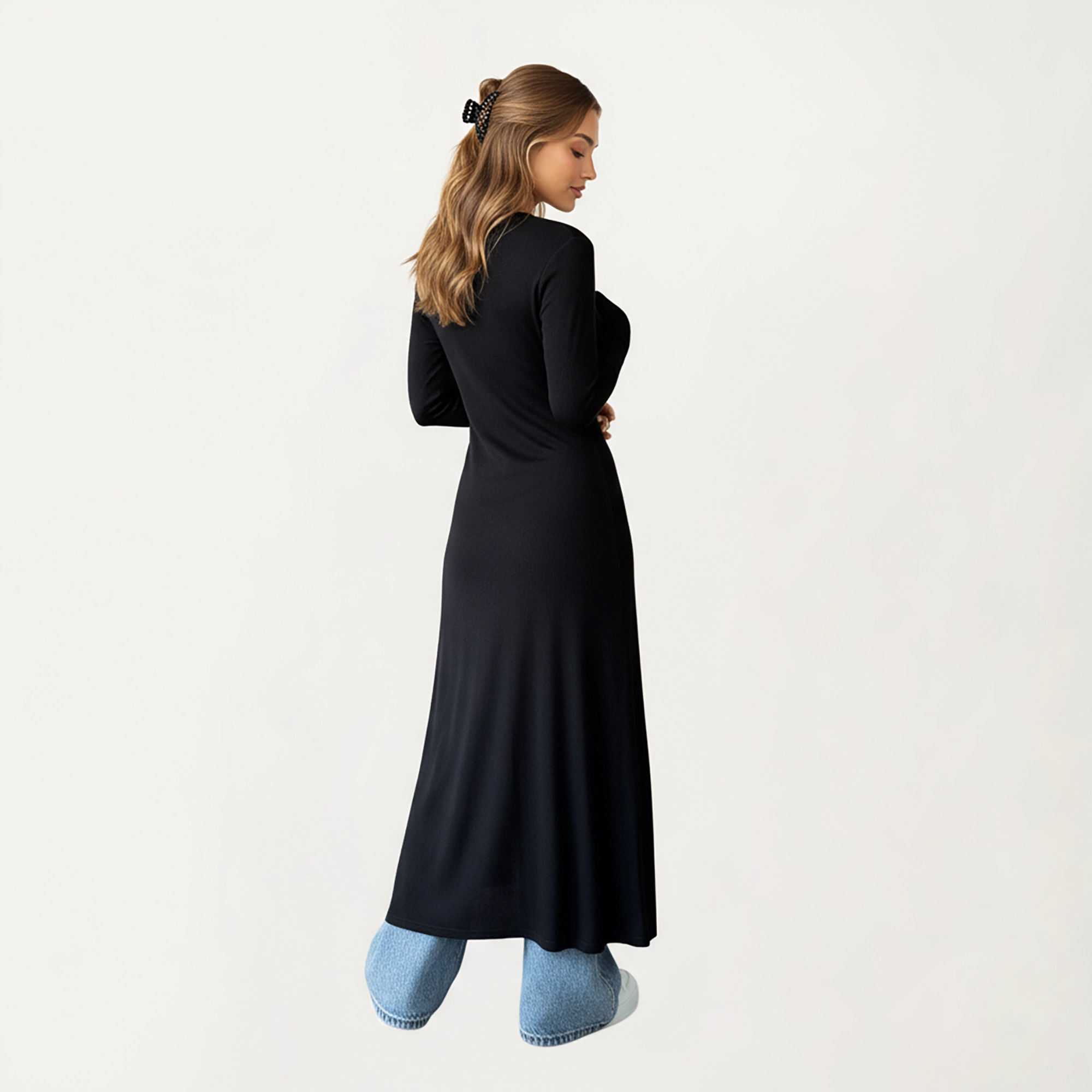 Anna-Kaci Women's Long Sleeve Maxi Cardigan with Button Front and Deep Side Slit
