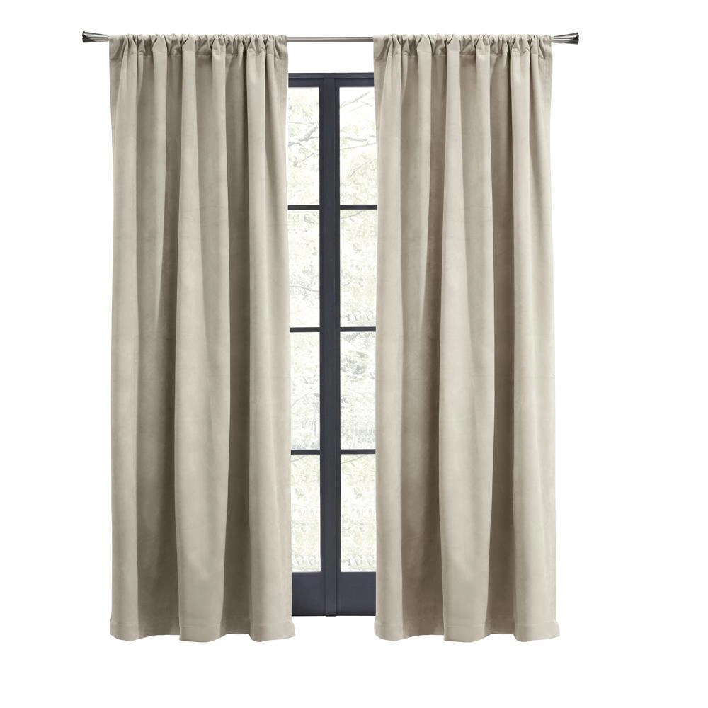 Thermalogic Seren Classic Velvet Room Darkening Dual Header Energy Efficient Curtain Panel 50" x 95" Oyster