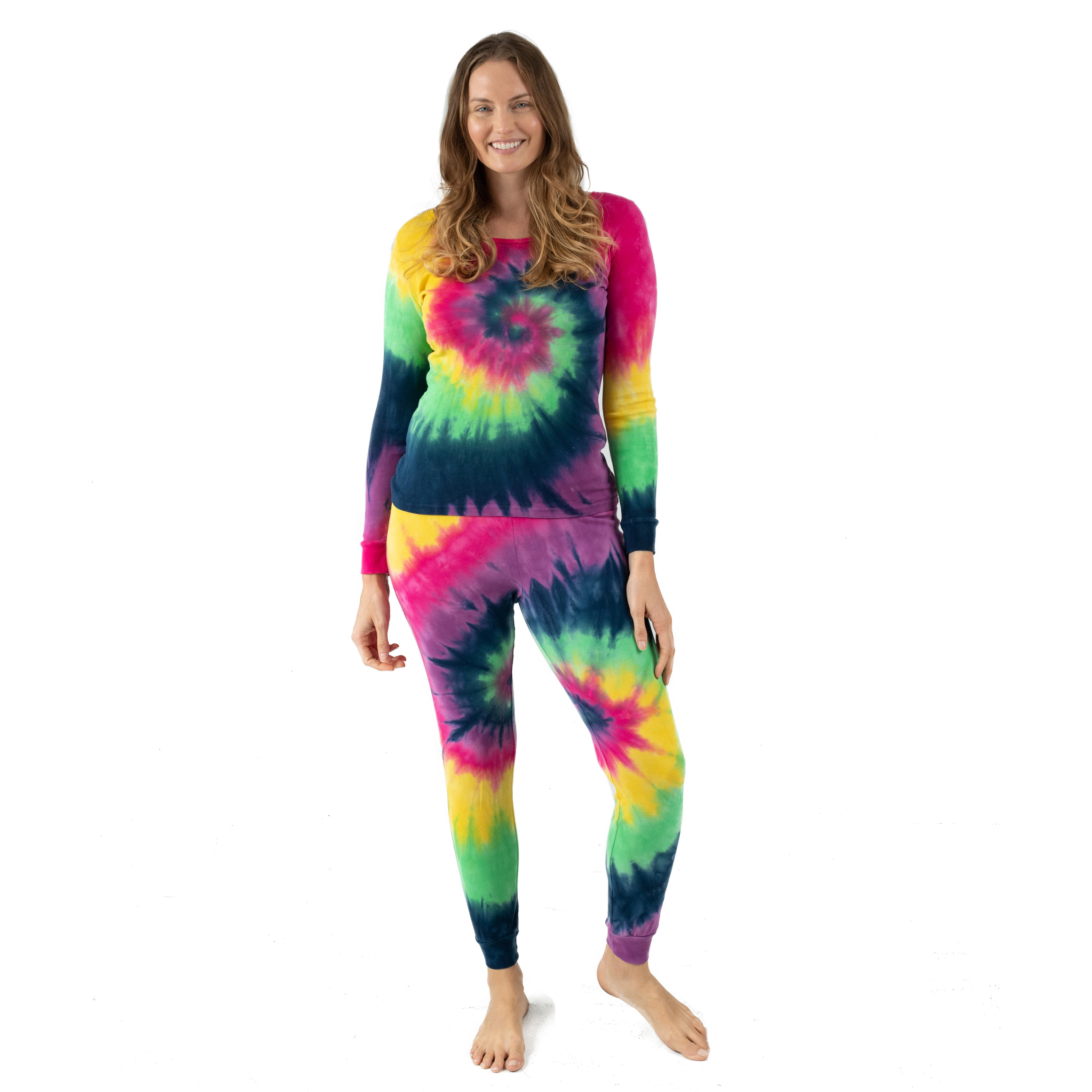 Leveret Women's 2-Piece Tie Dye Swirl Cotton Snug Fit Pajama Set