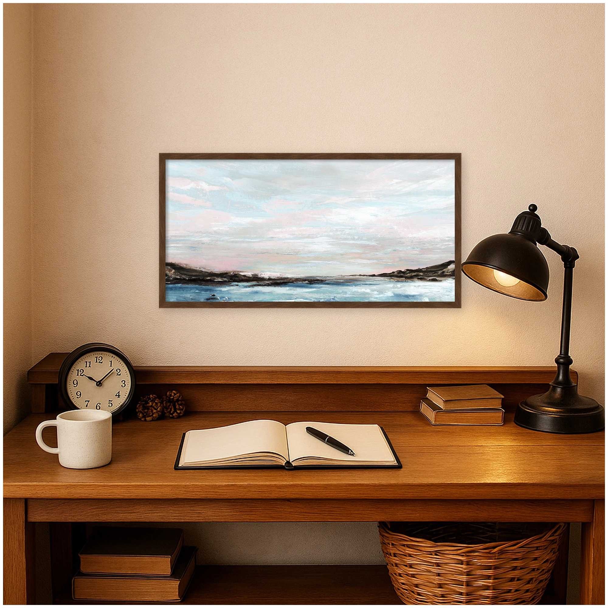 Amanti Art Calm Waters Under Pastel Skies Framed Canvas Wall Art Print