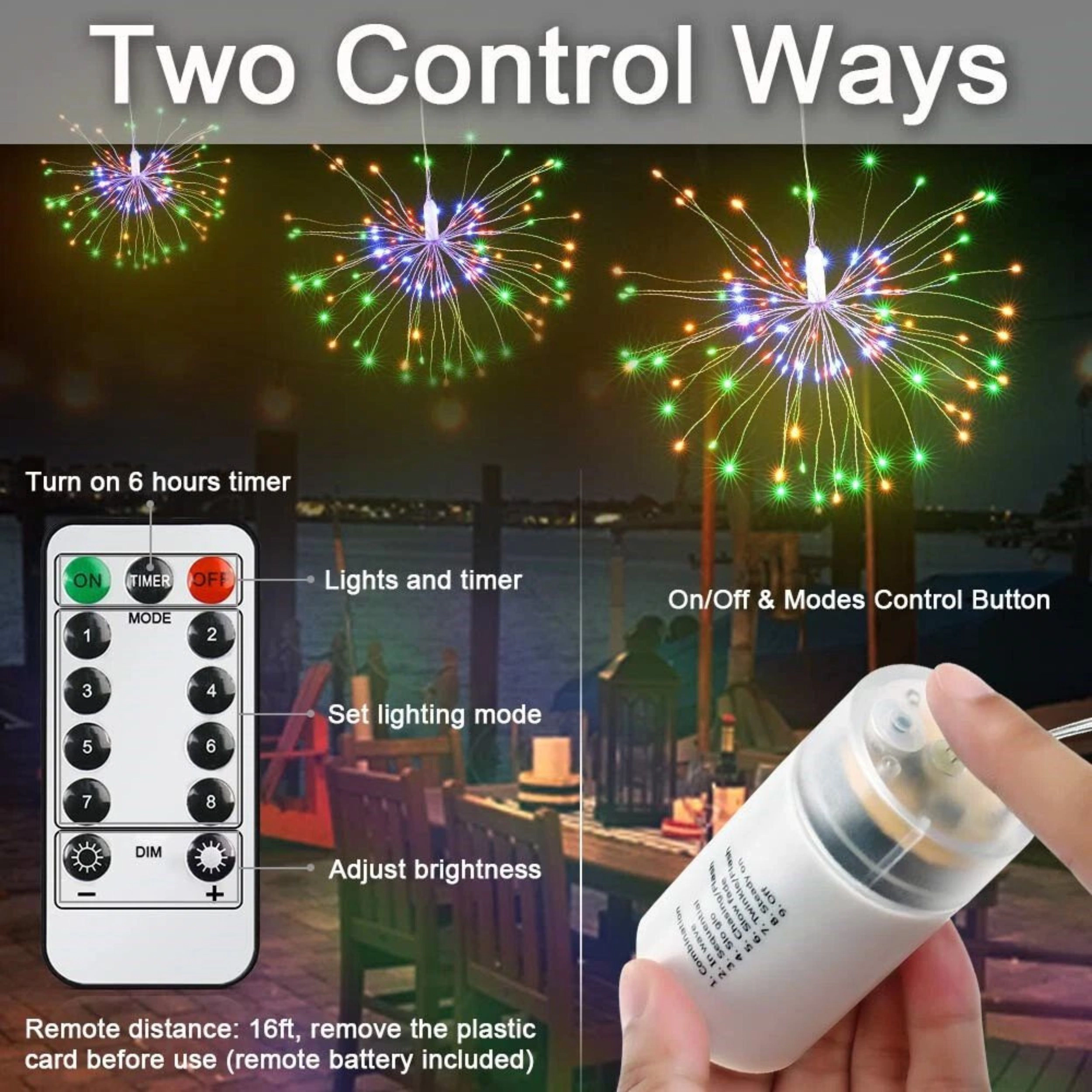 Home Collection 120 LED Hanging Firework Fairy String Lights with Remote