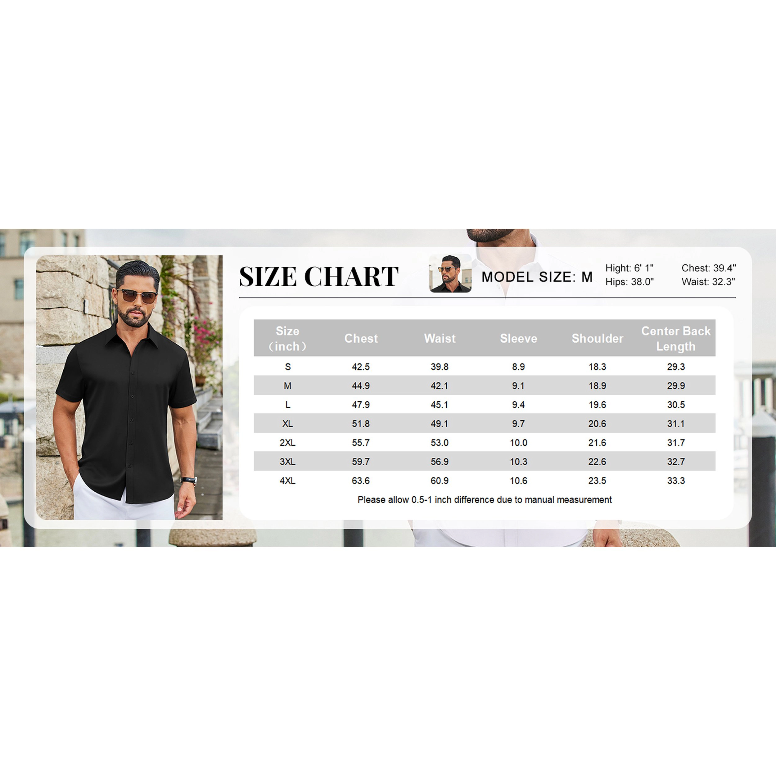 COOFANDY Men's Regular Fit Short Sleeve Button Front Shirt