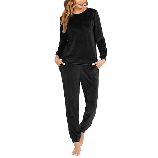 Ekouaer Womens Pajamas Sets Long Sleeve Sleepwear Two Piece Velvet Pajamas Lounge Sets with Pockets
