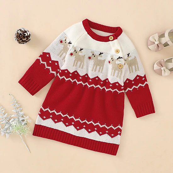 jcpenney toddler christmas dresses MyKids-USA Baby Girl Embroidered Pattern Long Sleeve Autumn Style Christmas  Dress, Color: Red