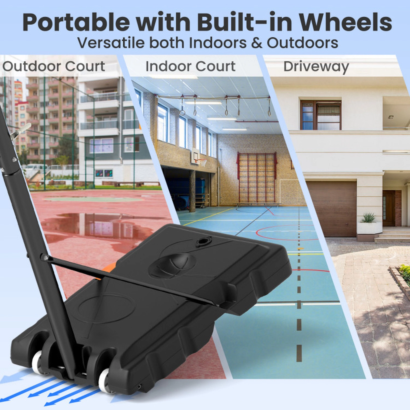 SUGIFT 7.4-ft to 10-ft Crank Adjustable Portable Basketball Hoop with 44-in PC Backboard and Net