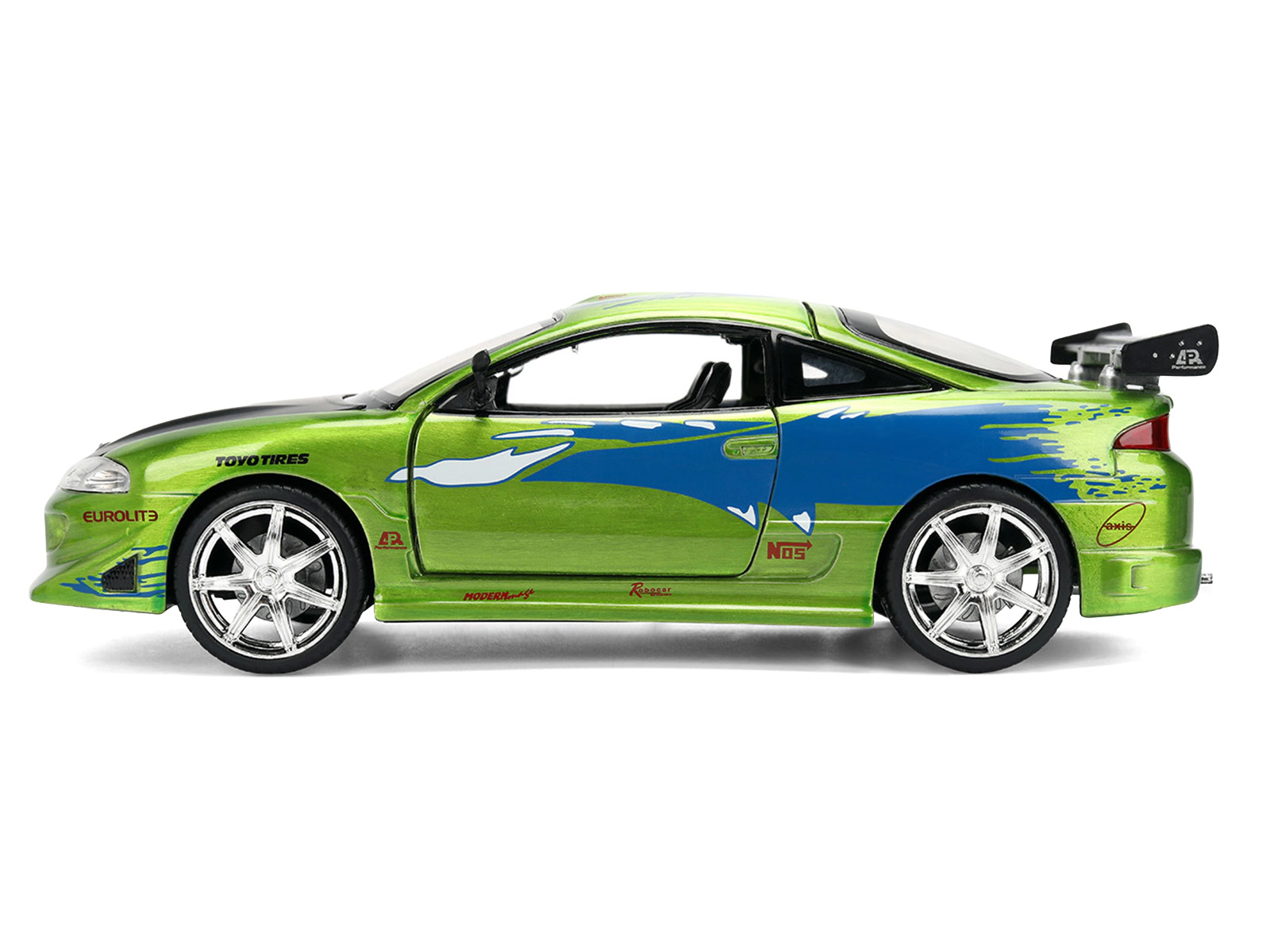 Jada Brian's Mitsubishi Eclipse Green Brush Finish "The Fast and the Furious" (2001) Movie 25 Years of Fast &