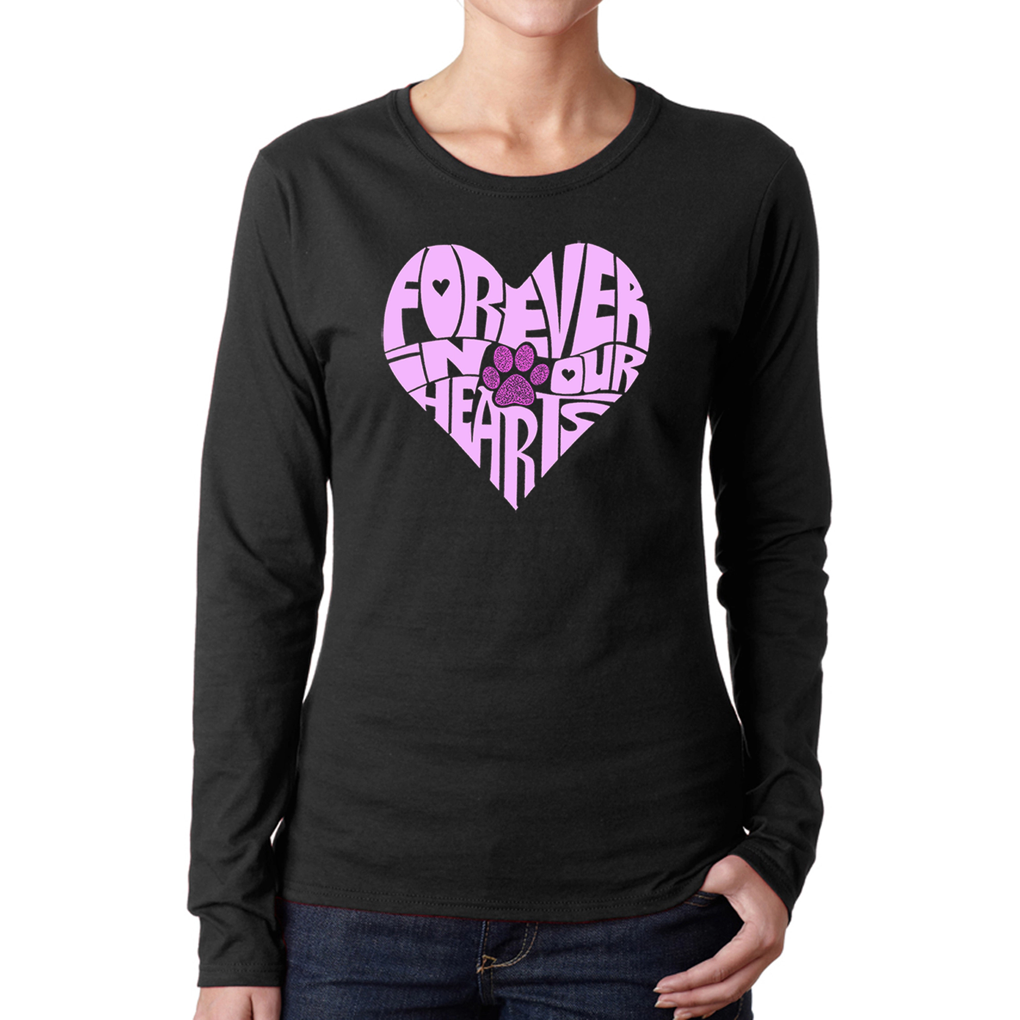 LA Pop Art Women's Word Long Sleeve T-Shirt - Forever Our Hearts