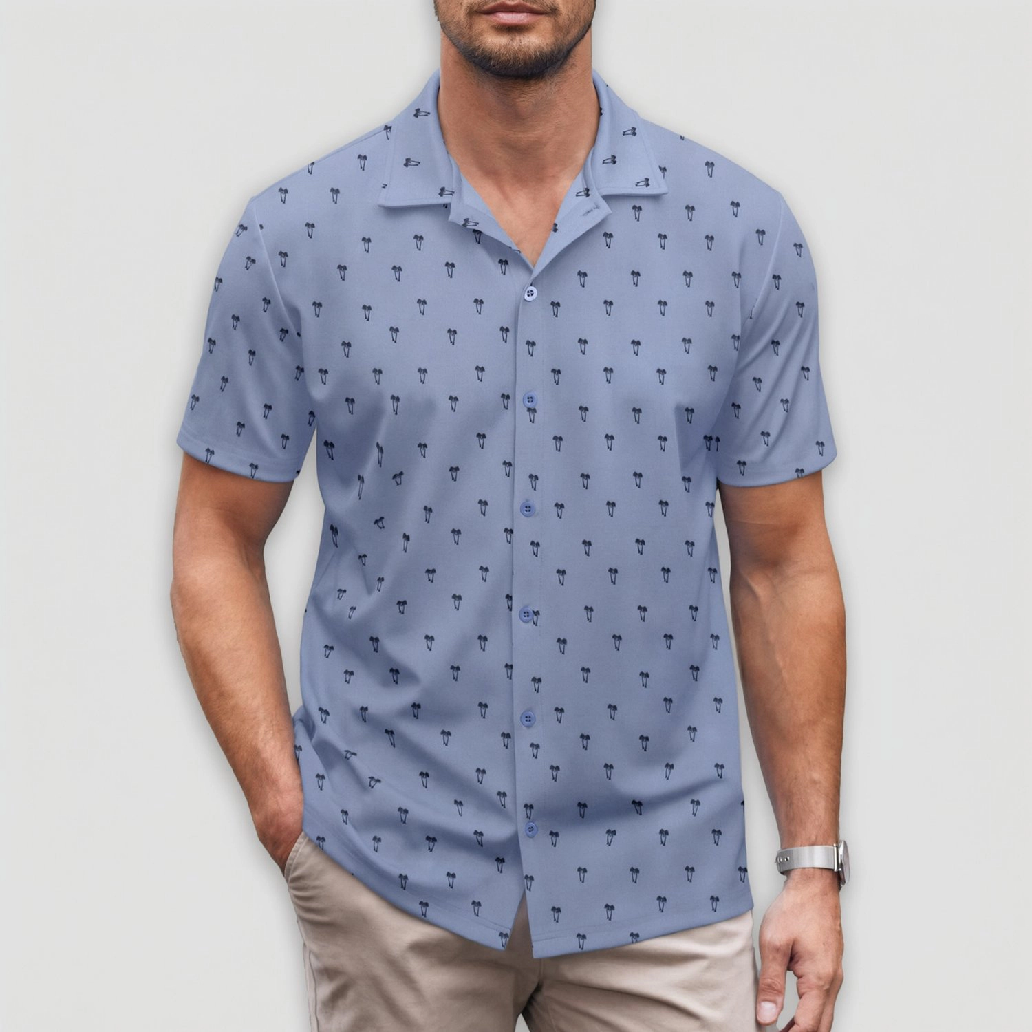 COOFANDY Mens  Short Sleeve Button Down Shirts Lapel V Neck Casual