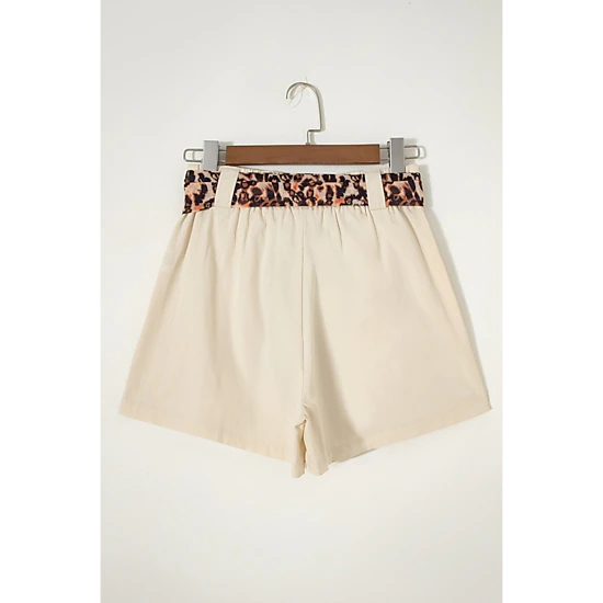 Threaded Pear Womens Ariel Pleated Wide-Leg Shorts - Oatmeal - 100% Cotton