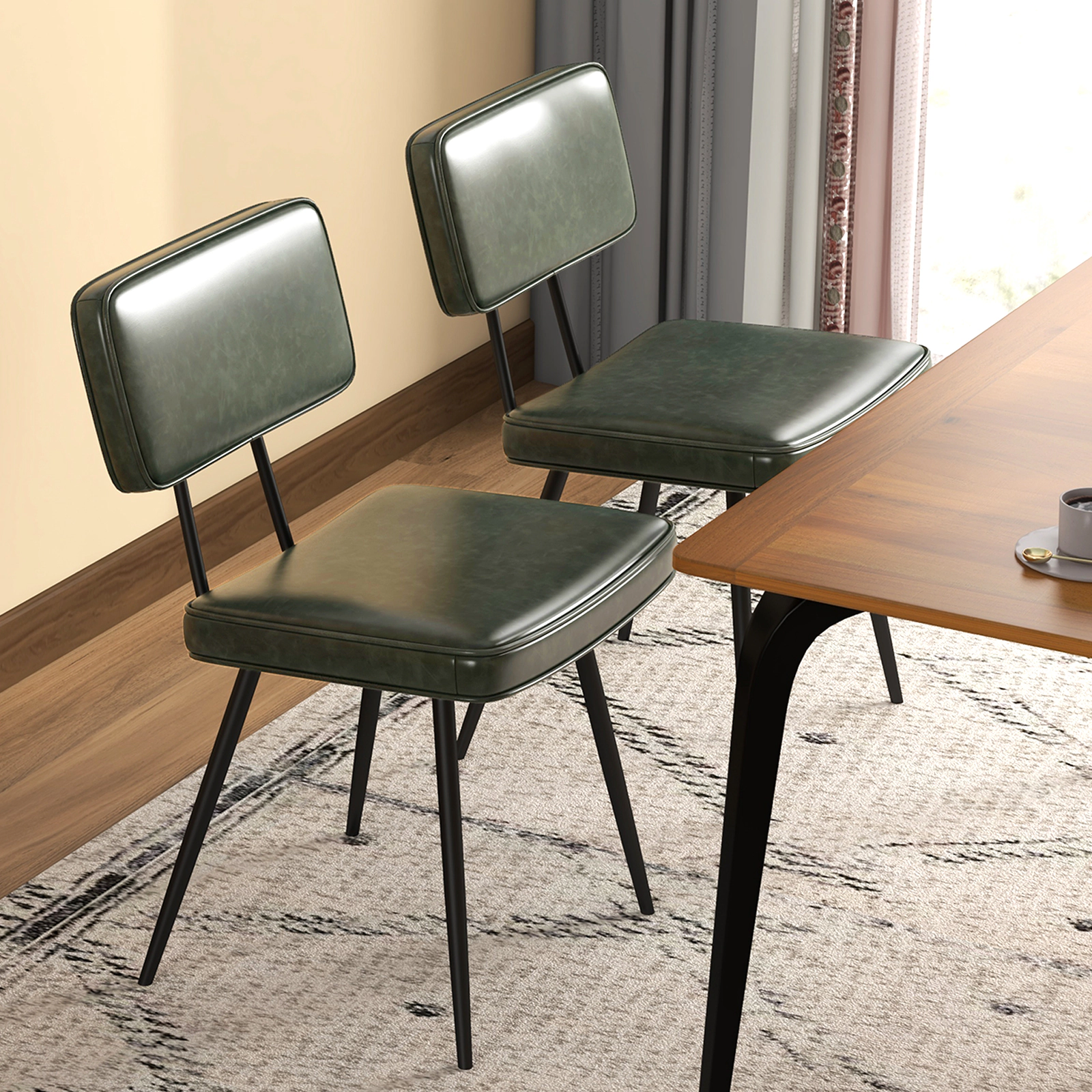 LJG Dining Chair Set of 2 with Padded Backrest and Seat