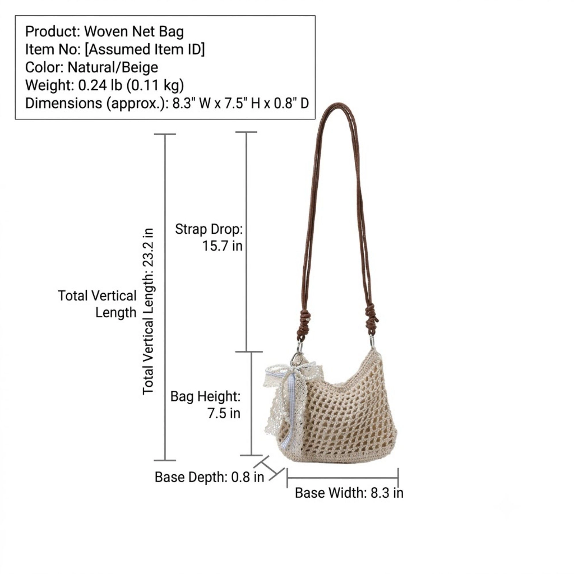 Alilang Women's Woven Net Shoulder Bag with Long Strap and Zipper Closure