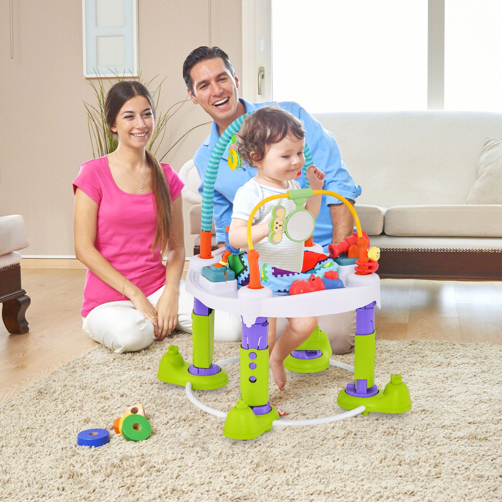 SlickBlue 4-in-1 Baby Bouncer Activity Center with Adjustable Height