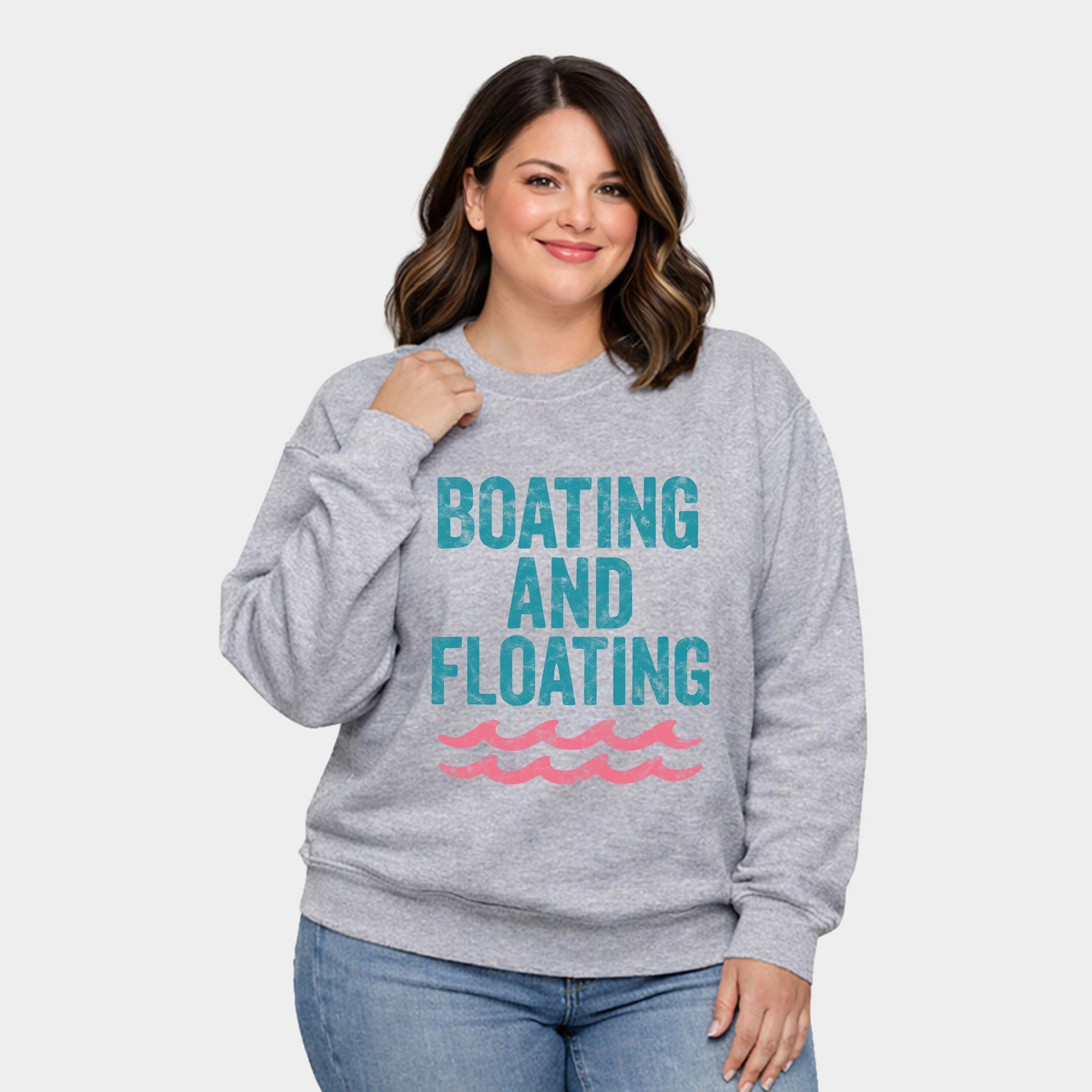 Simply Sage Market - Boating And Floating Distressed  Women's Plus Sized Graphic Sweatshirt