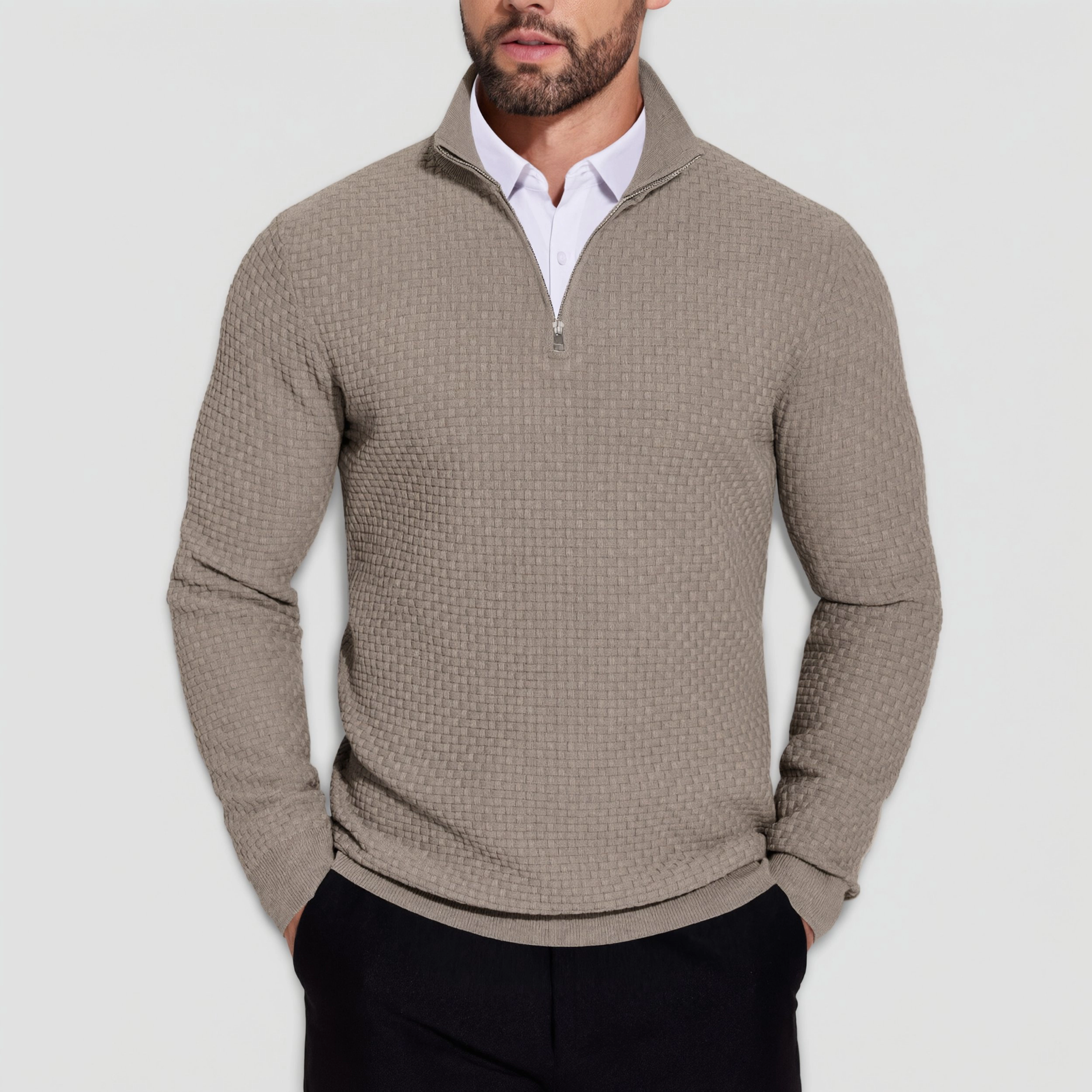 COOFANDY Men's Regular Fit Quarter Zip Pullover Sweater